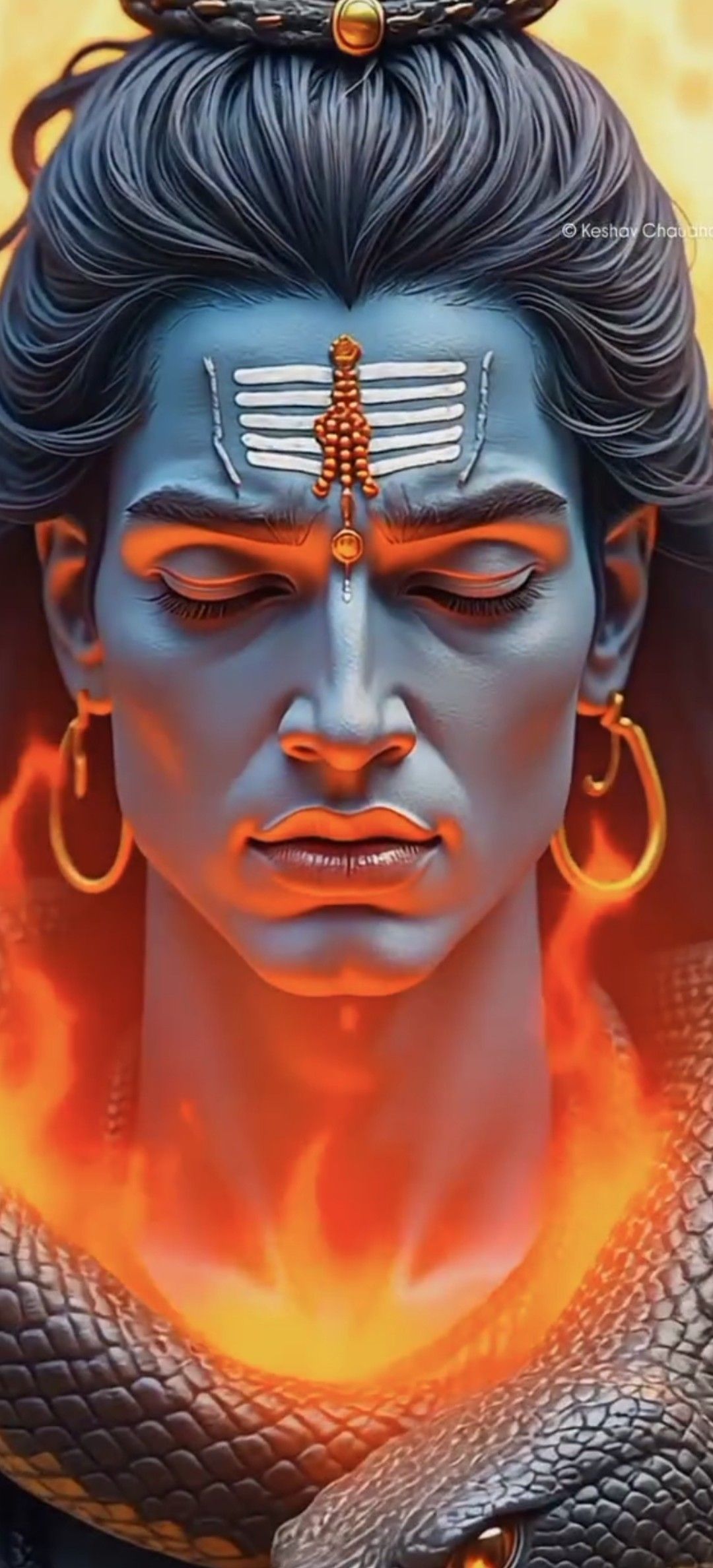 Serene Shiva portrait with serpent