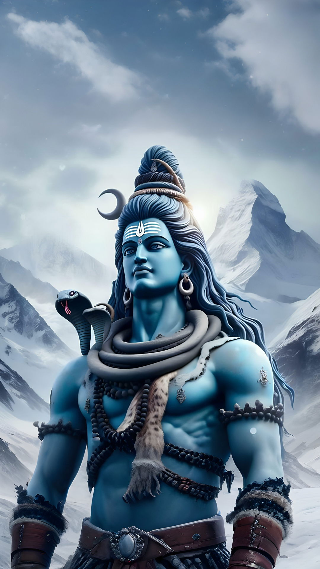Lord Shiva amidst snowy mountains