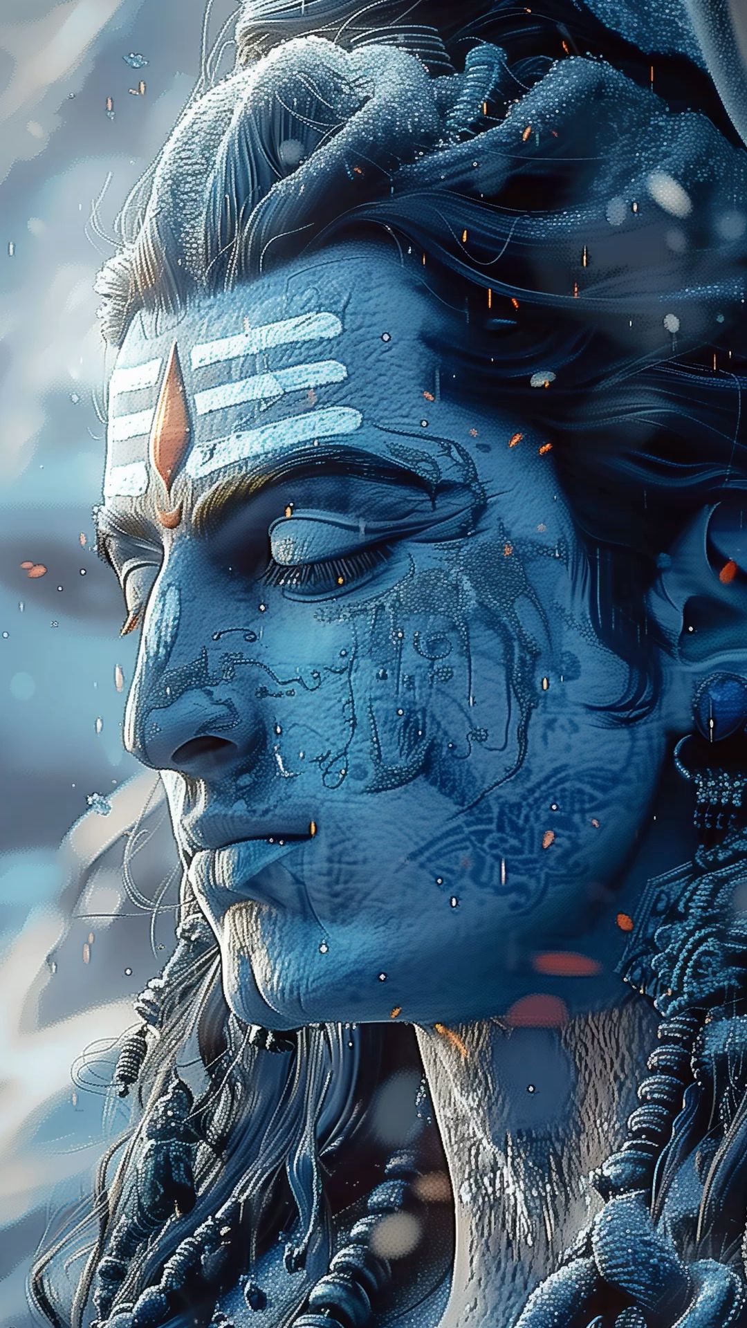 Lord Shiva\'s mesmerizing blue portrait.