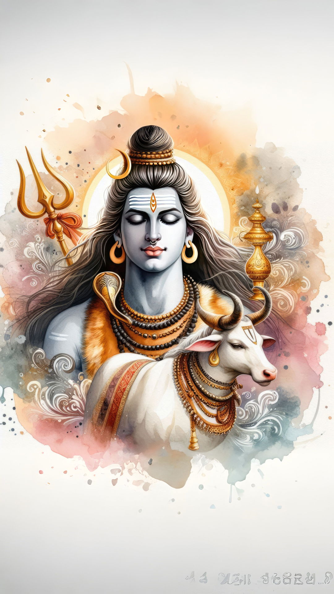 Lord Shiva with Nandi bull portrait