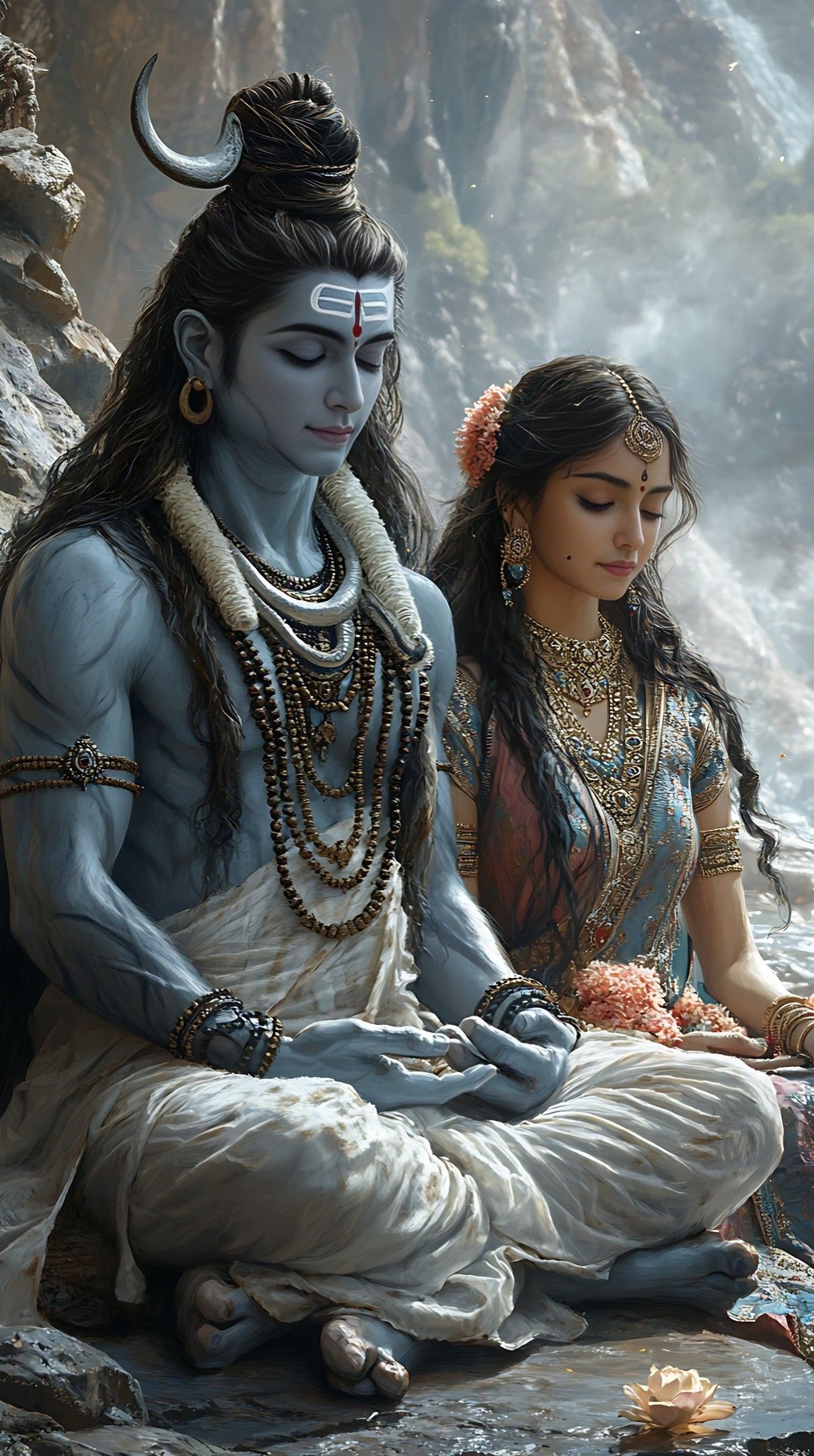 Shiva and Parvati in peaceful meditation