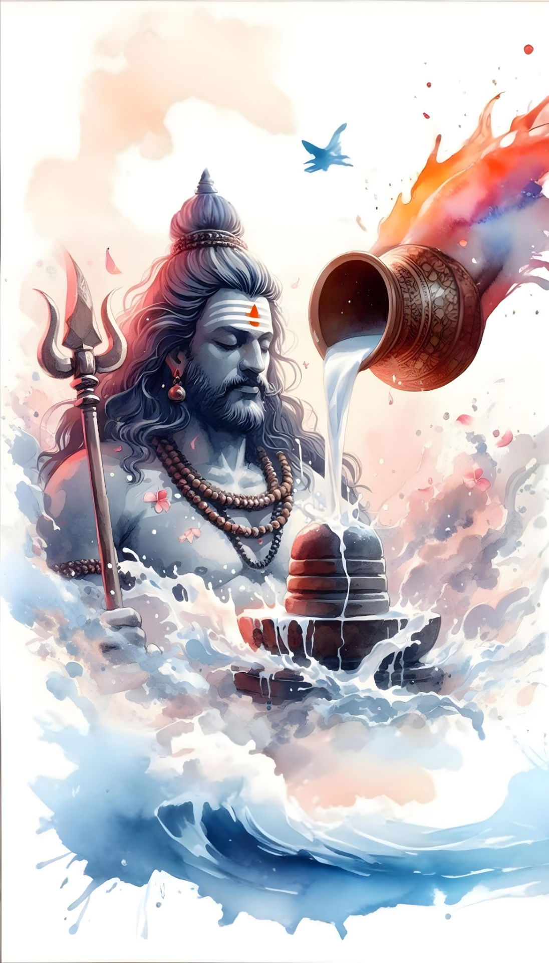 Lord Shiva with flowing Ganga water