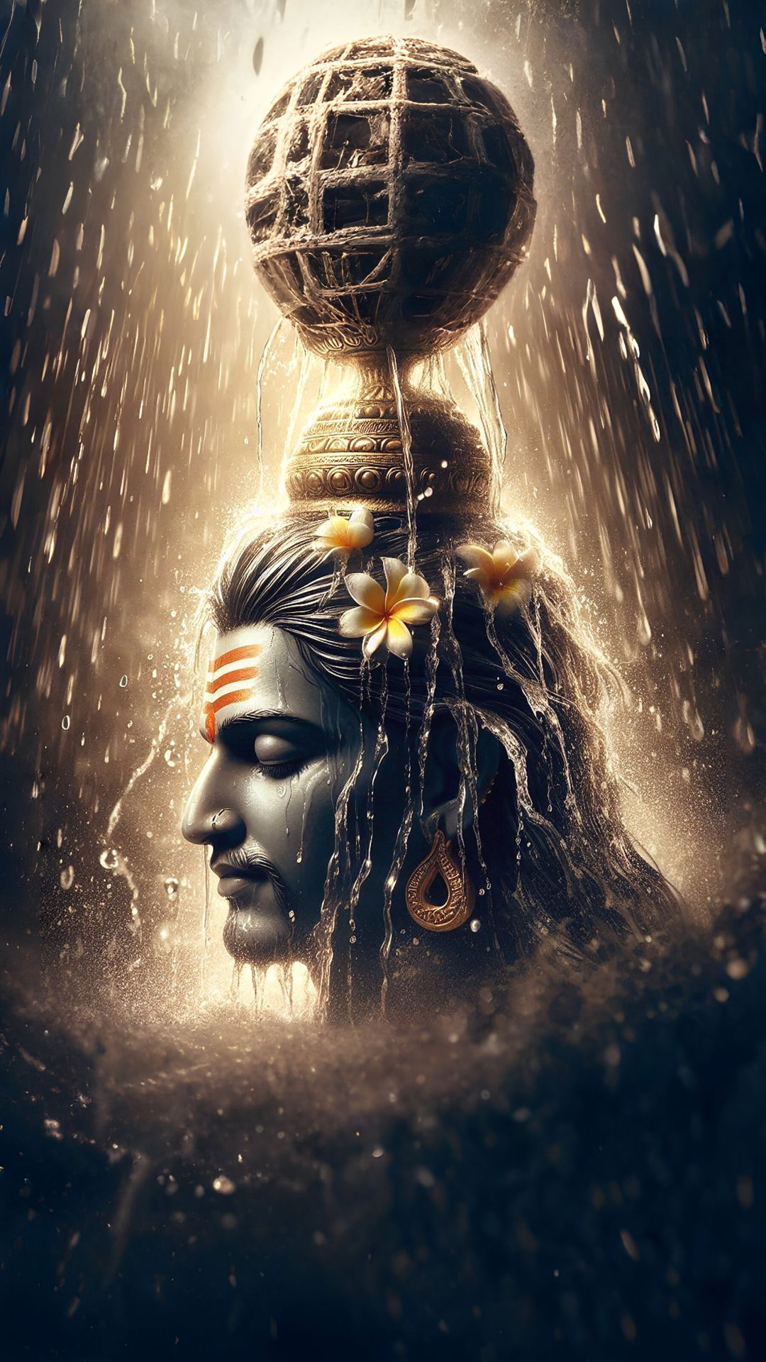 Lord Shiva with Ganga flowing down