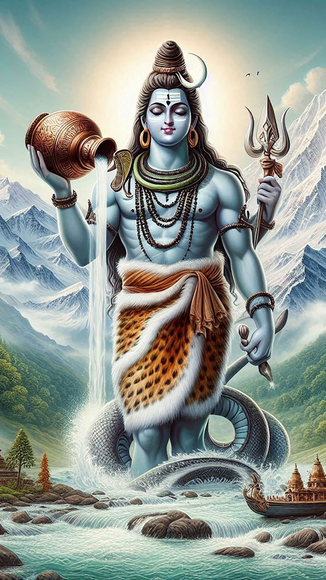 Lord Shiva pouring the sacred Ganga.