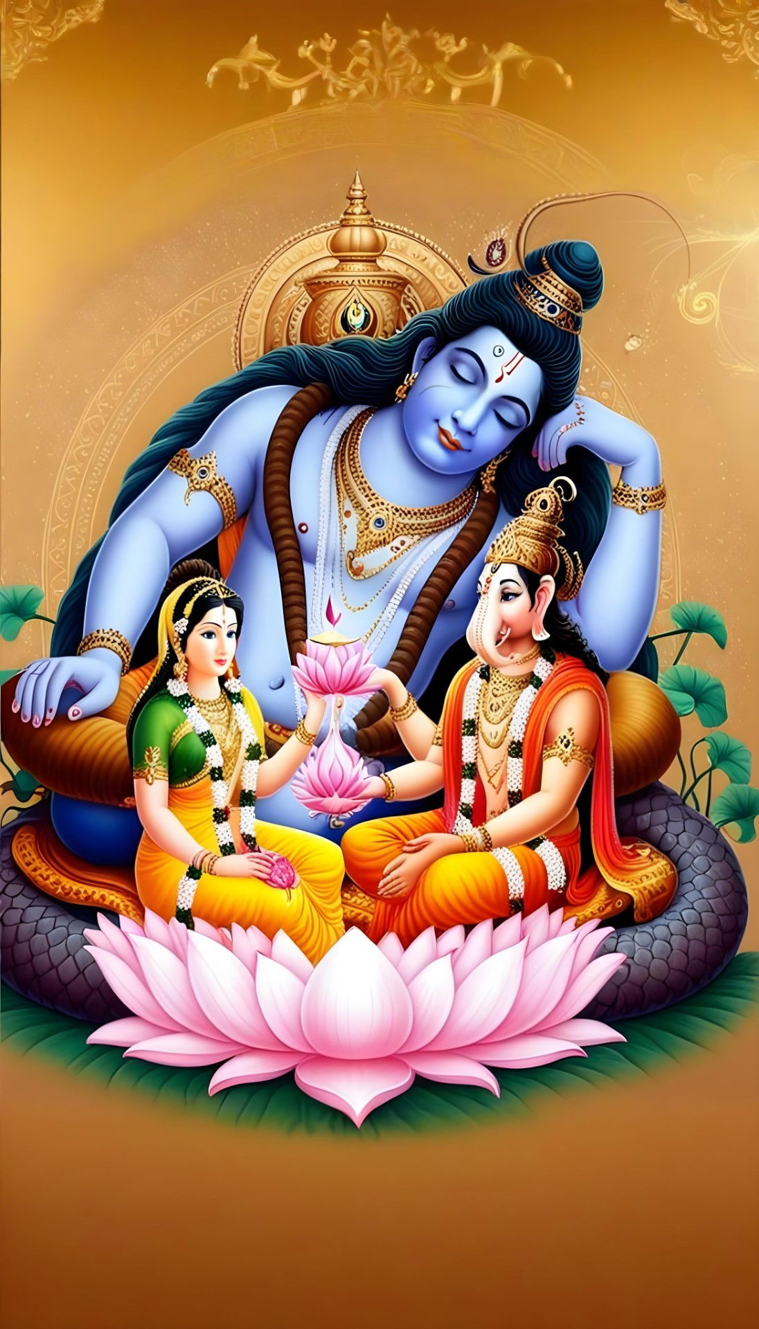 Shiva Parvati family divine wallpaper