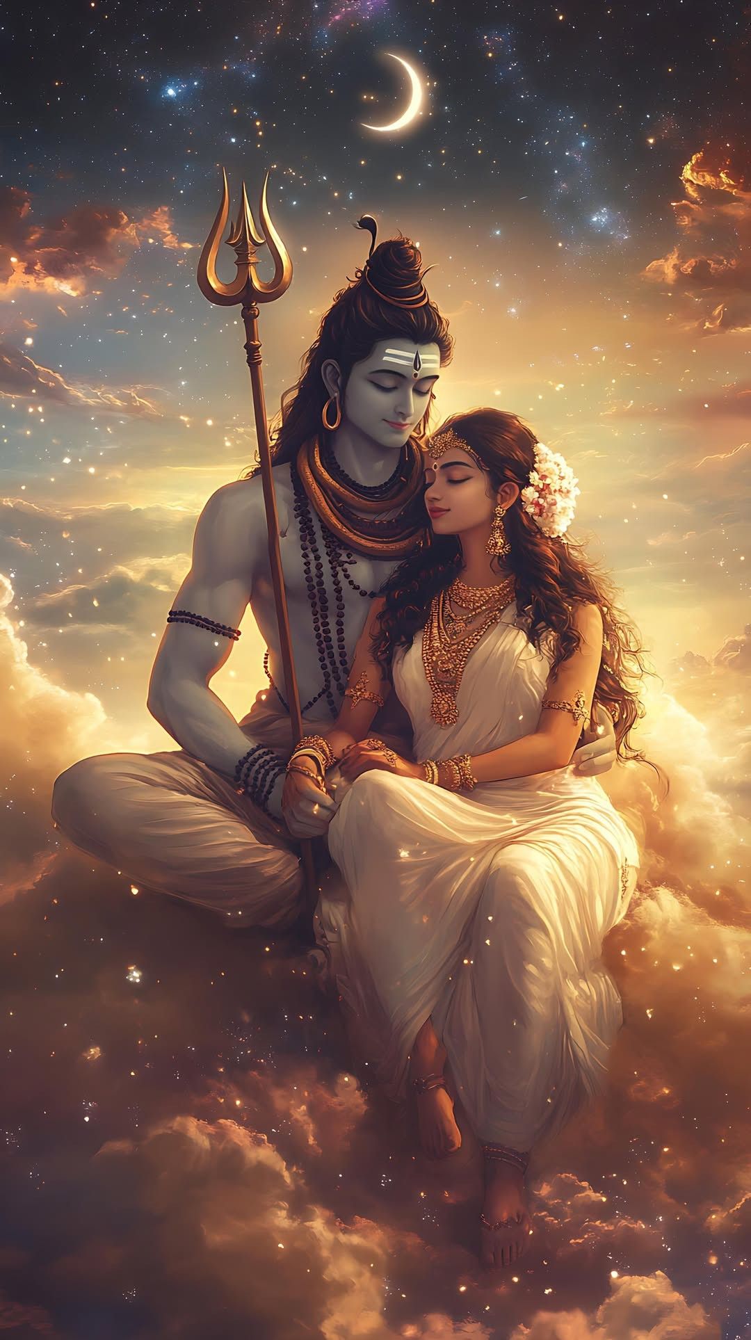 Shiva and Parvati cosmic embrace