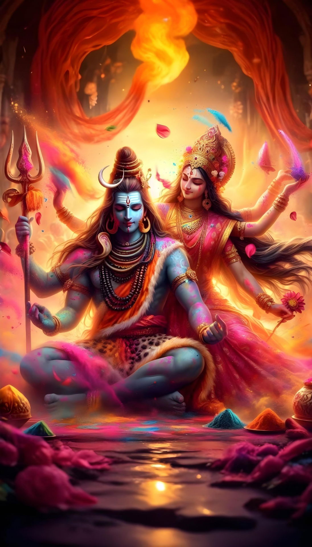 Shiva and Parvati in meditative pose