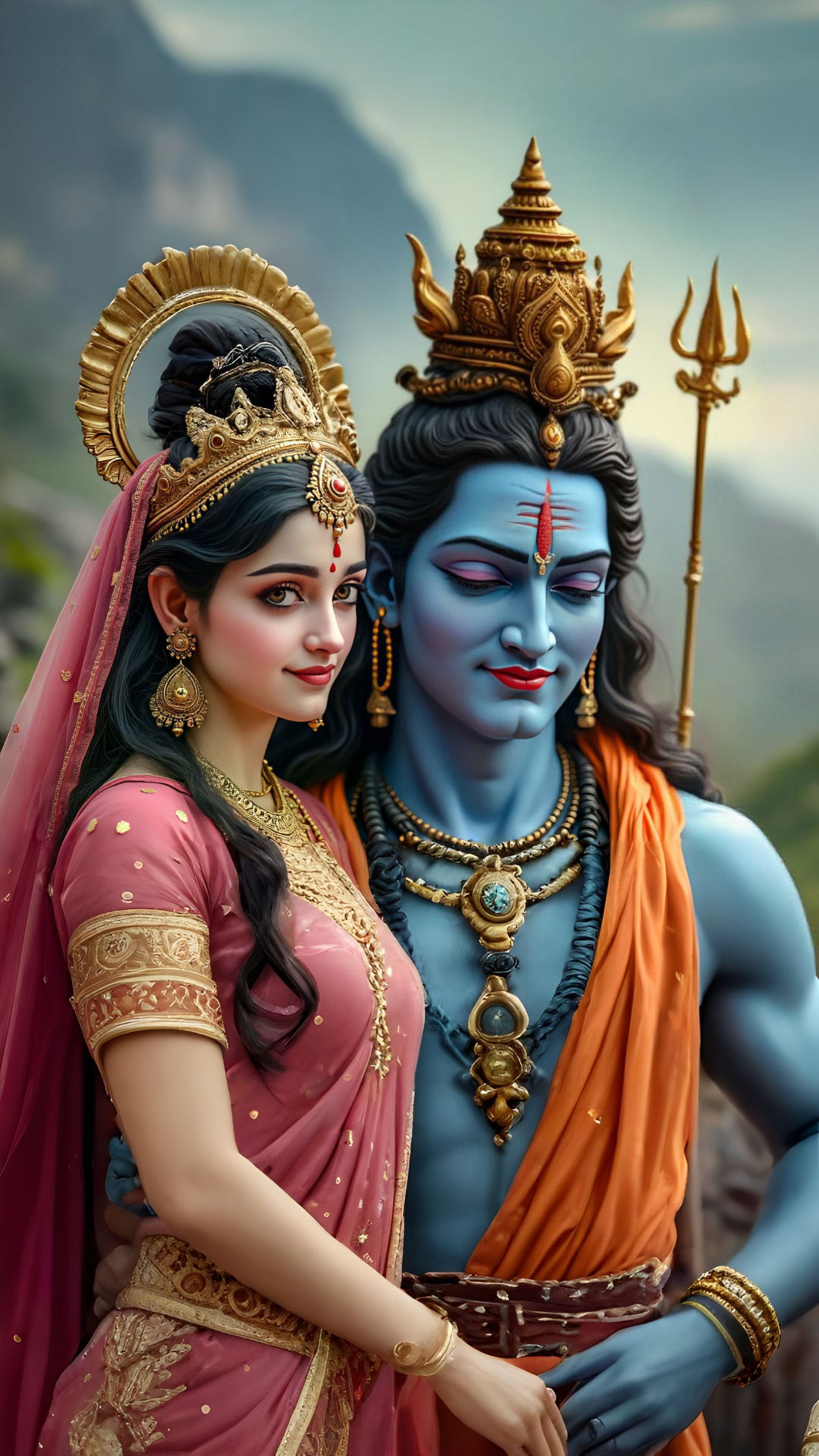 Shiva and Parvati divine couple portrait