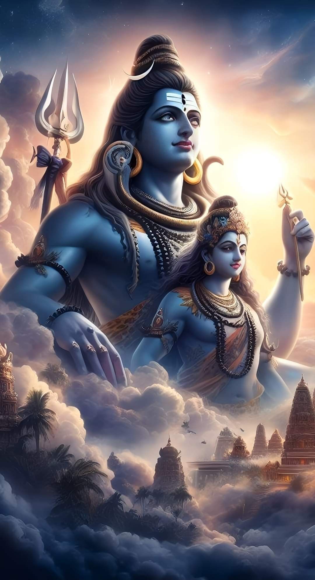 Shiva and Parvati divine couple wallpaper