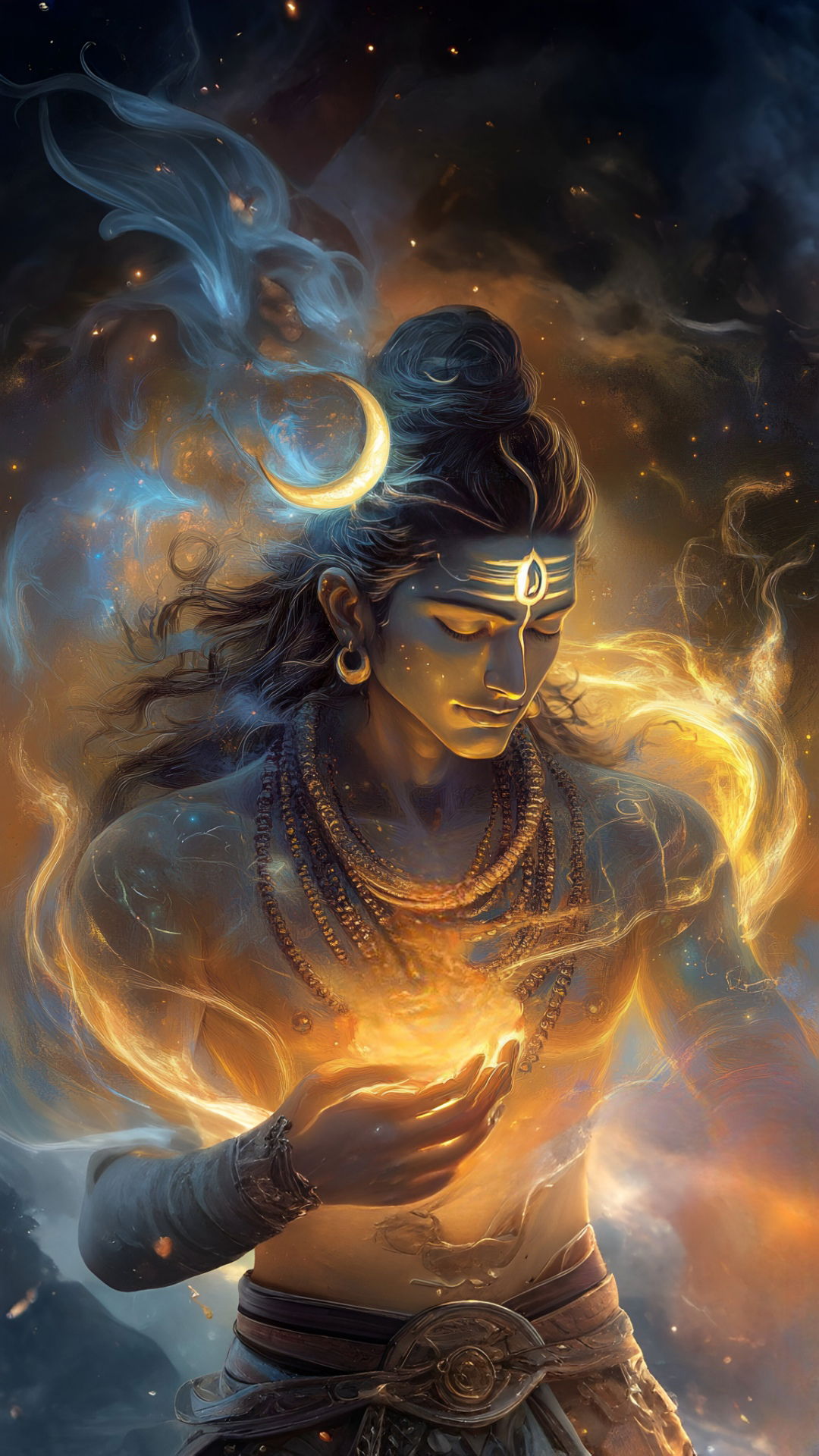 Lord Shiva embracing cosmic energy