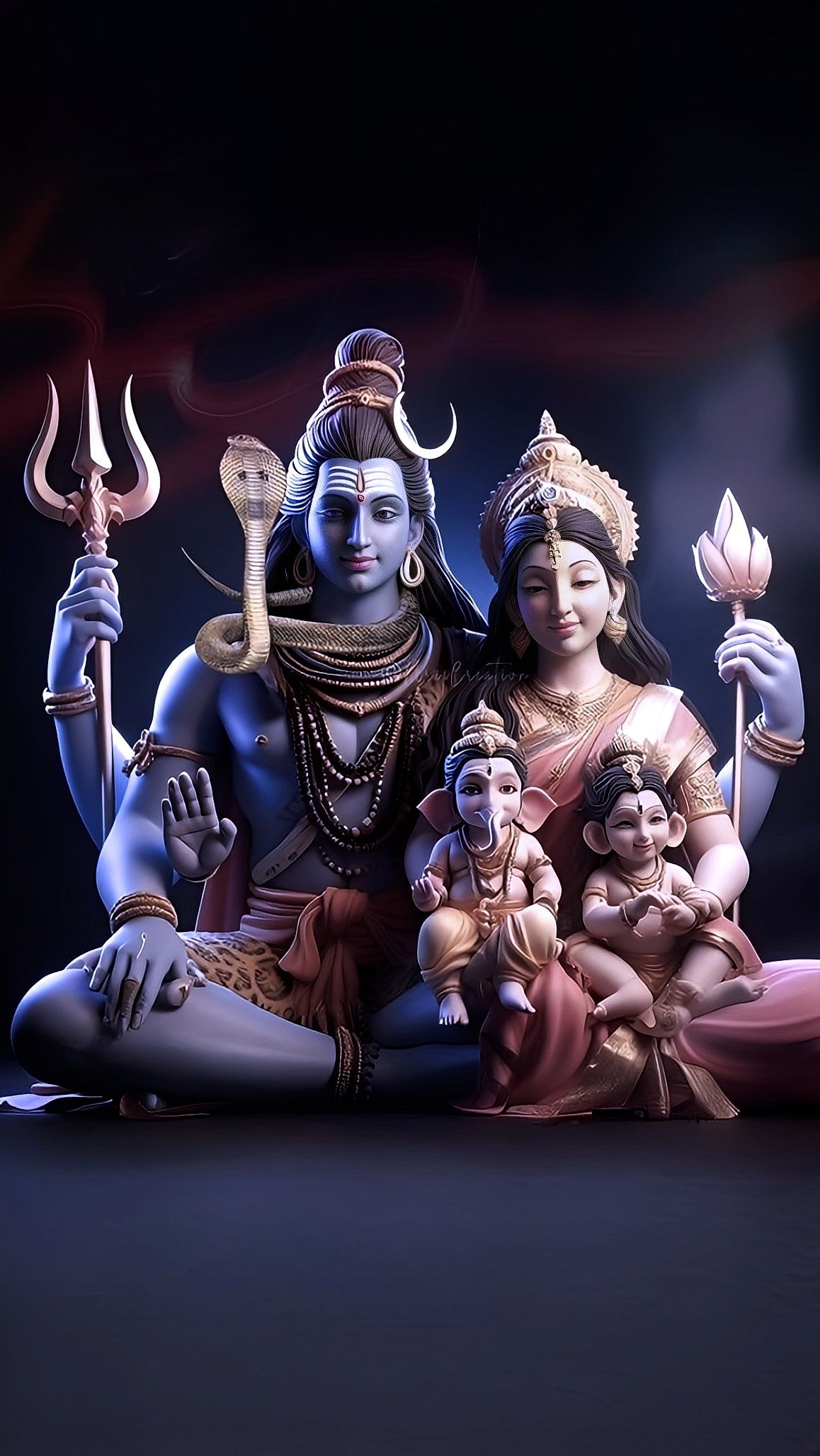 Shiva Parvati family divine portrait