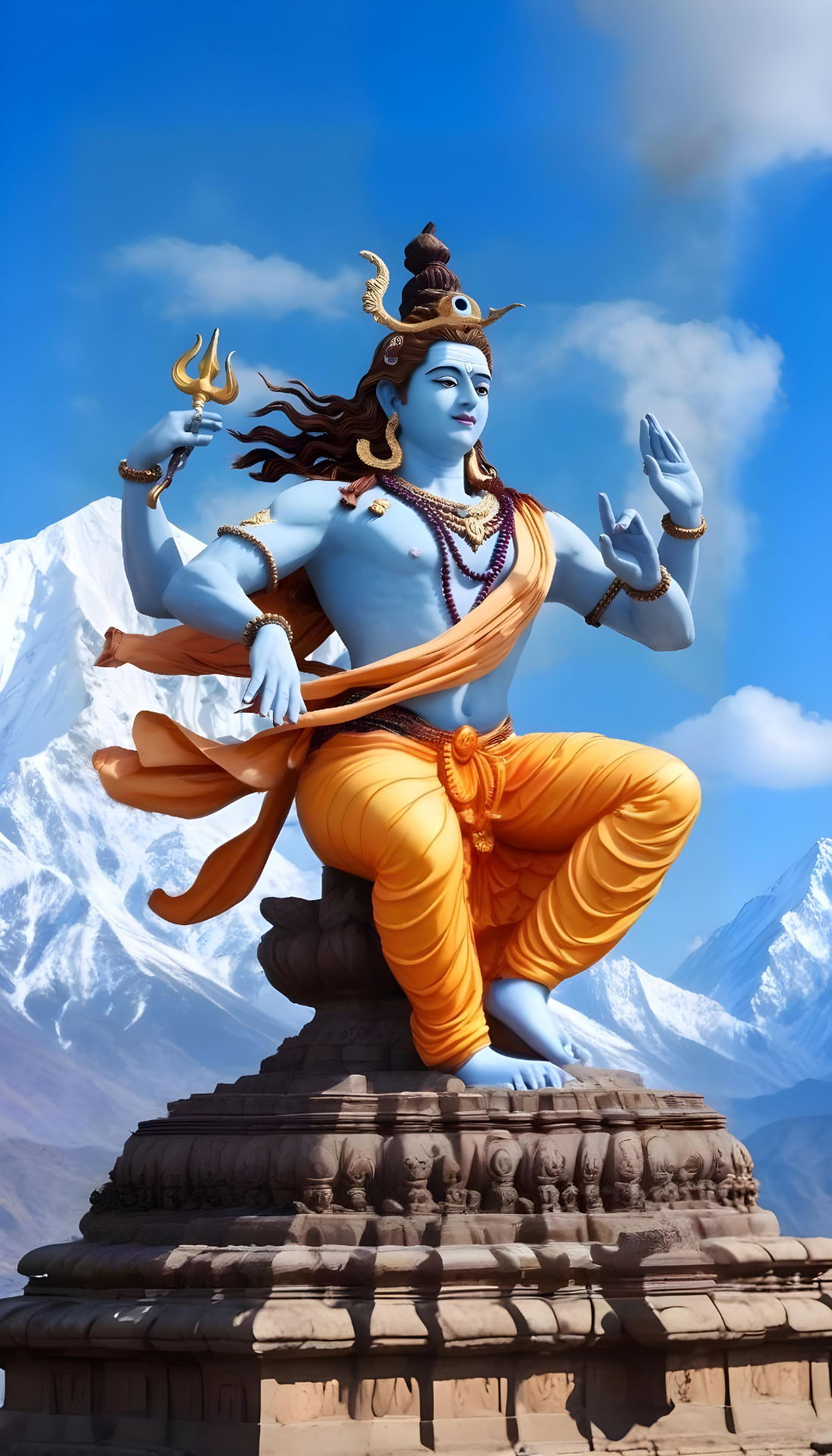 Lord Shiva on mountain temple.