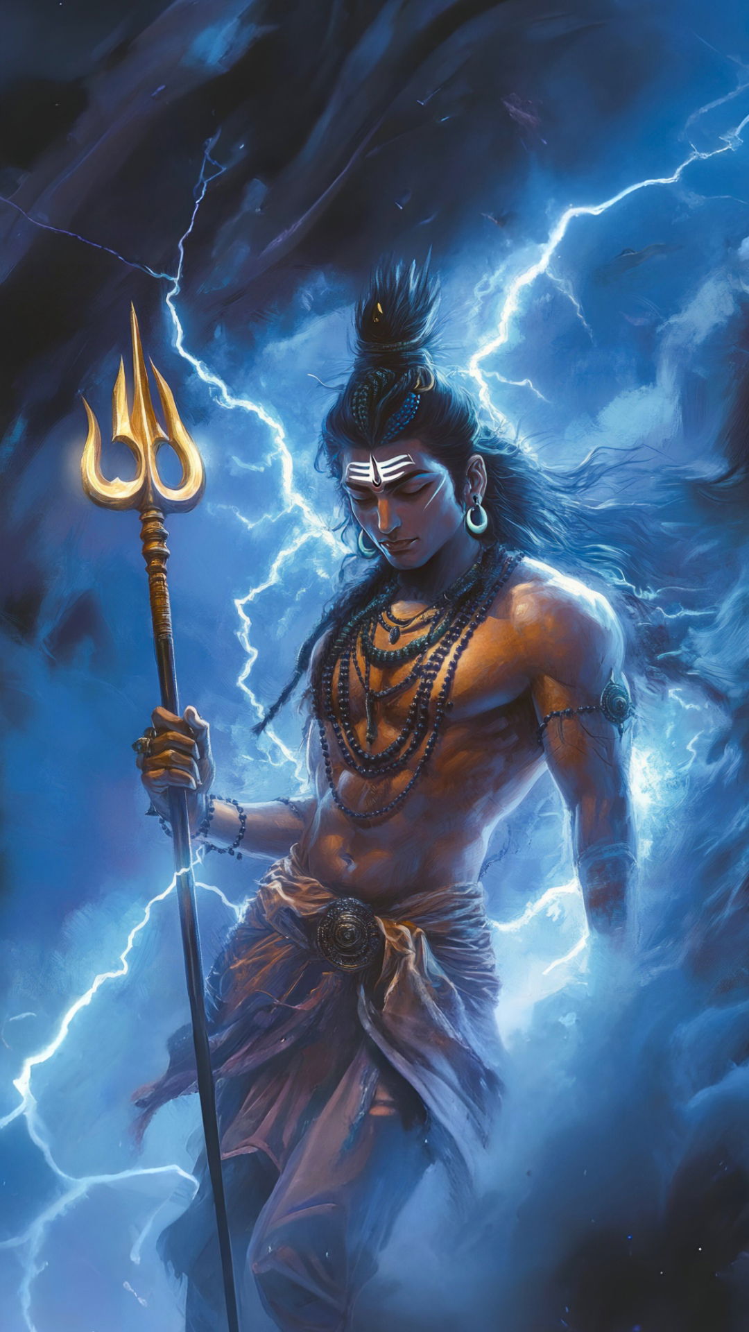 Powerful Shiva with Trishul and serpent