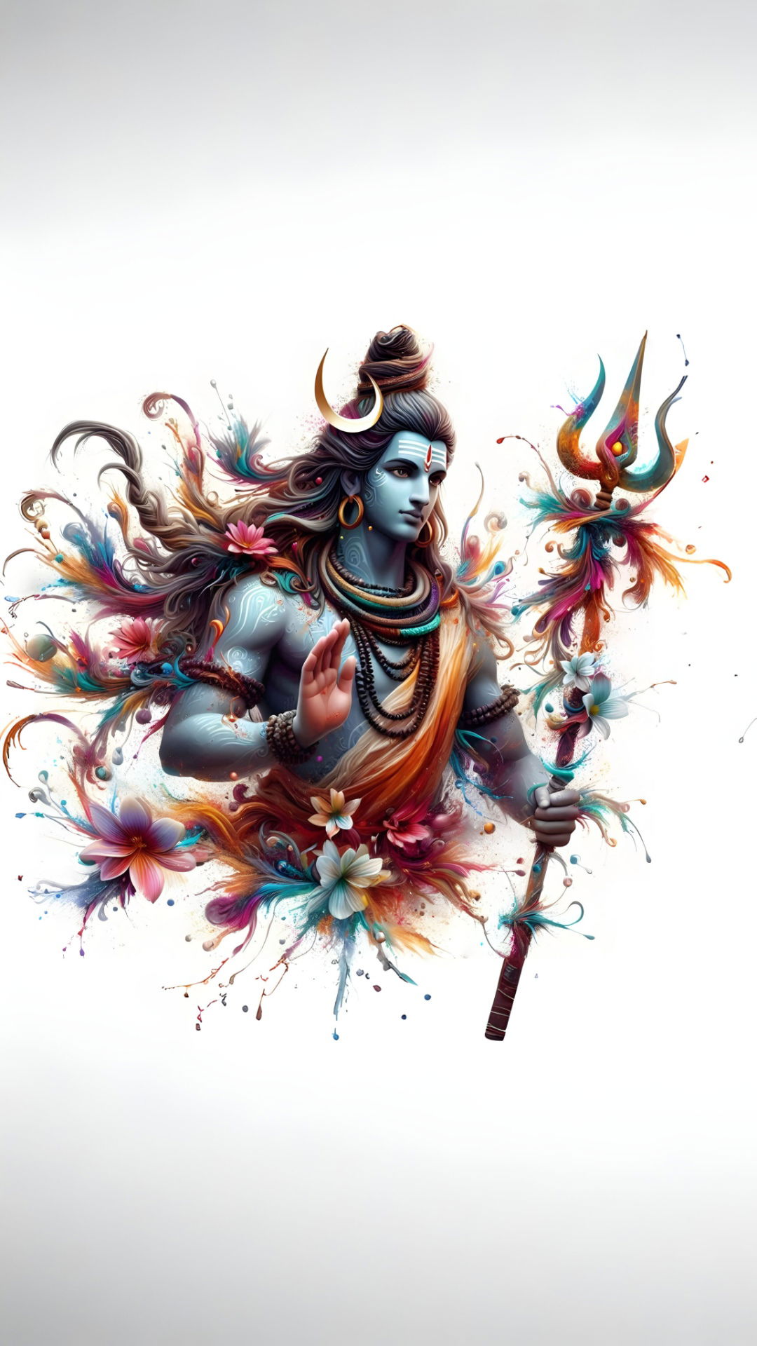Lord Shiva with trident and lotus