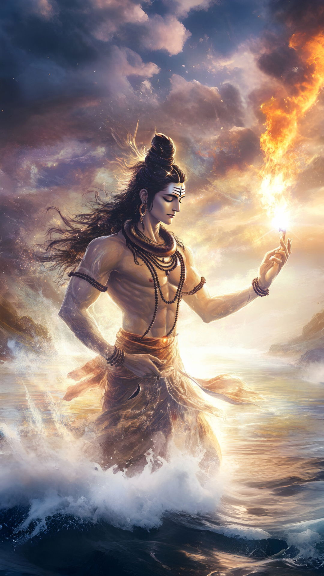 Lord Shiva emerging from the cosmic ocean