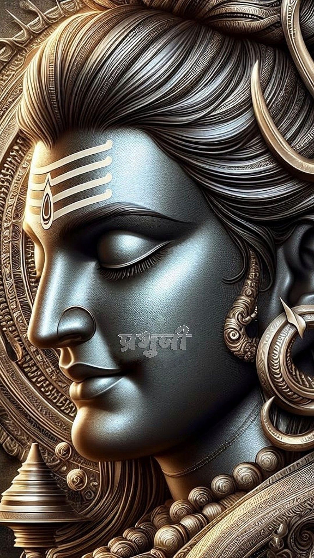 Serene Shiva face, digital artwork