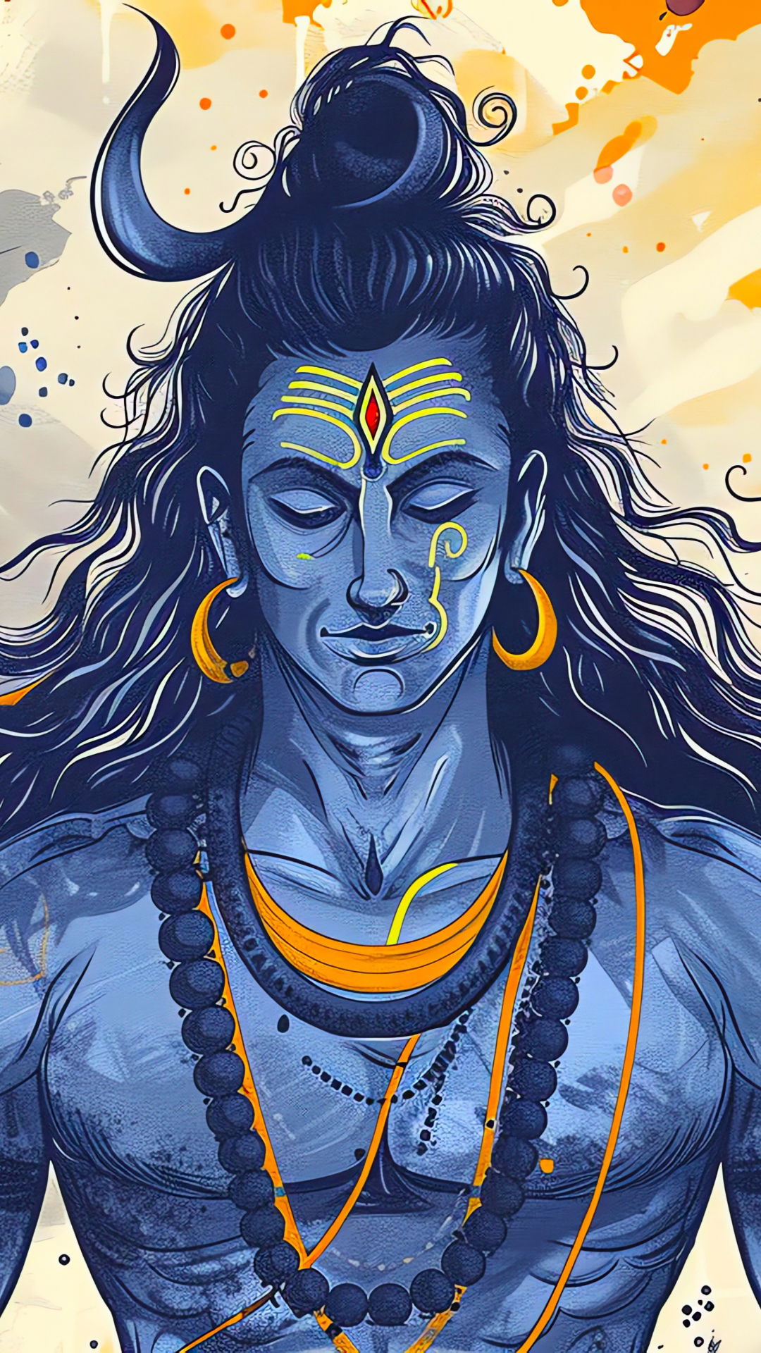 Blue-skinned Shiva portrait in digital art
