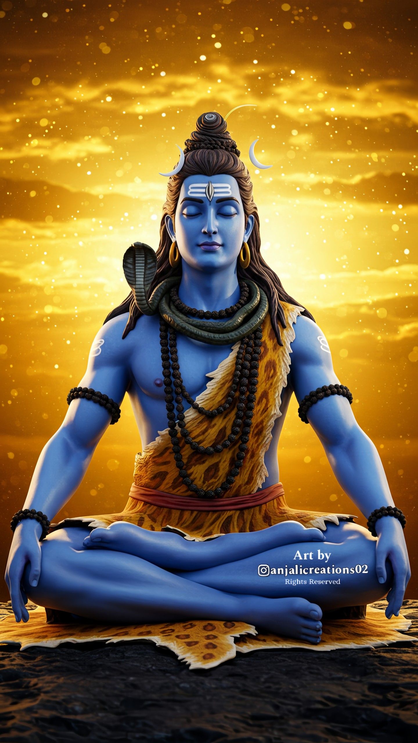 Meditating Shiva amidst golden aura