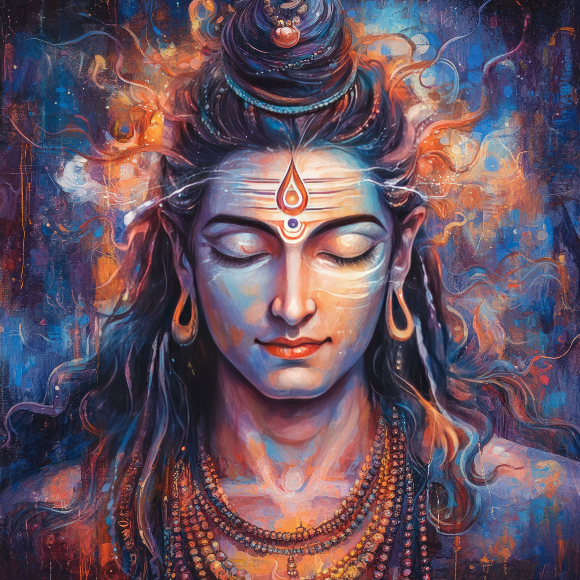 Peaceful Shiva face, divine portrait