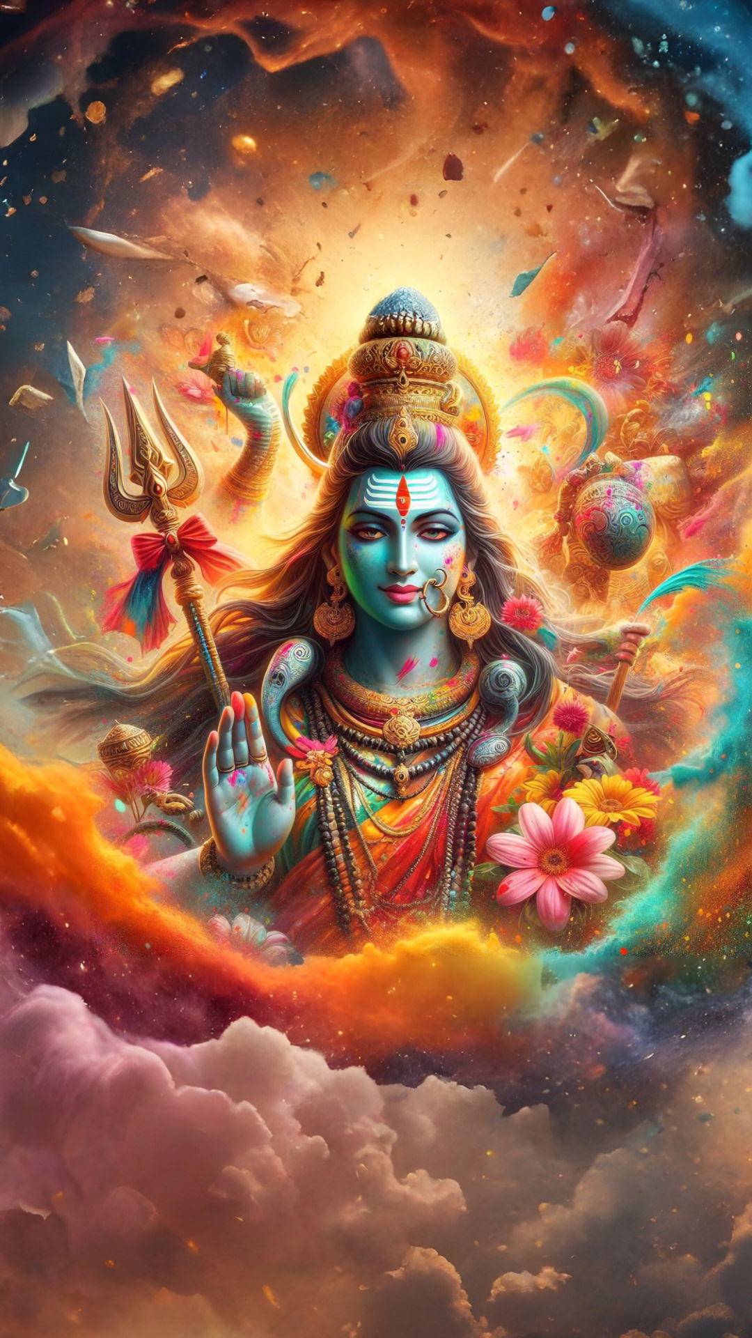 Majestic Shiva amidst cosmic energies