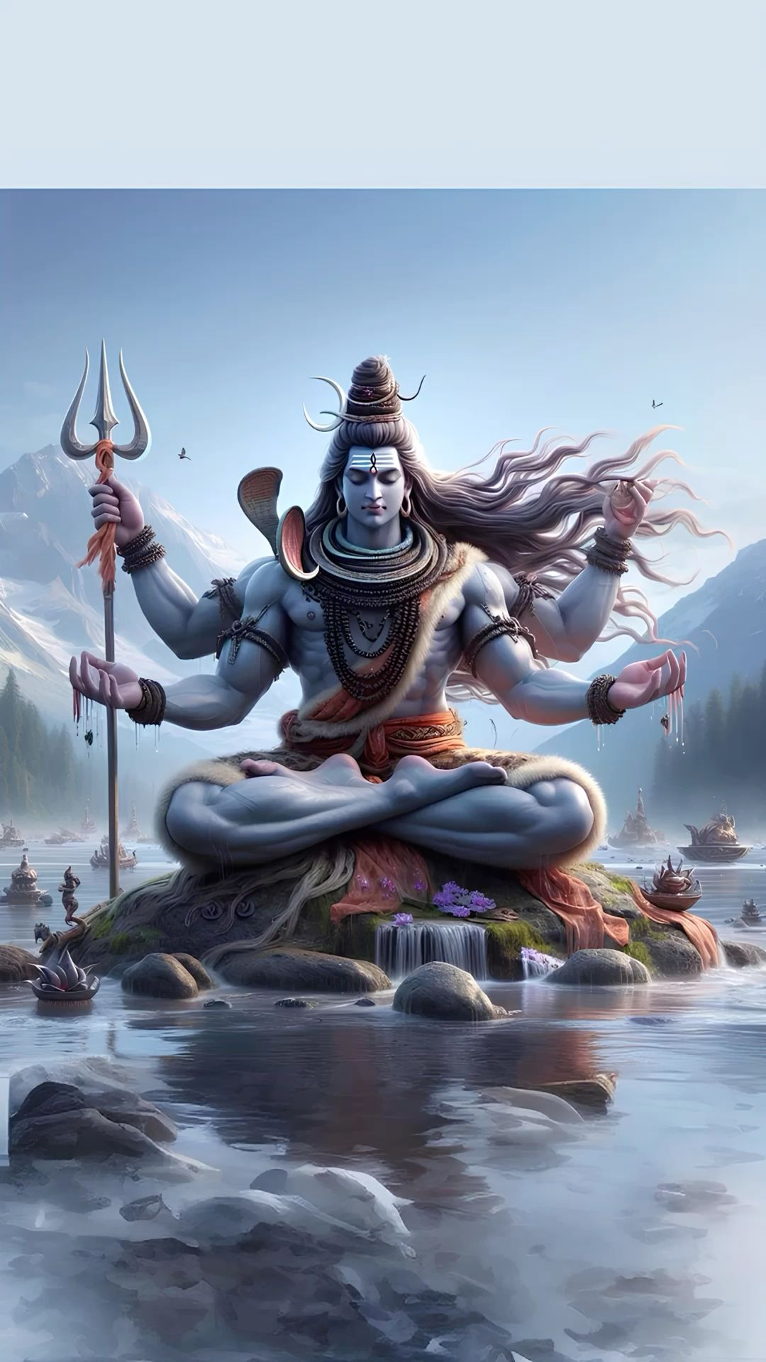 Lord Shiva meditating in the Himalayas