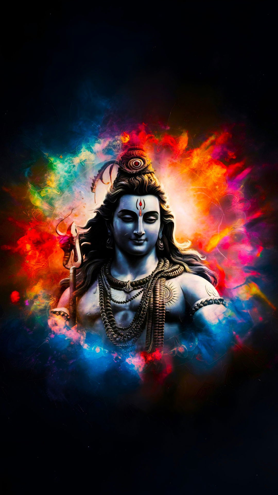 Lord Shiva amidst cosmic colors