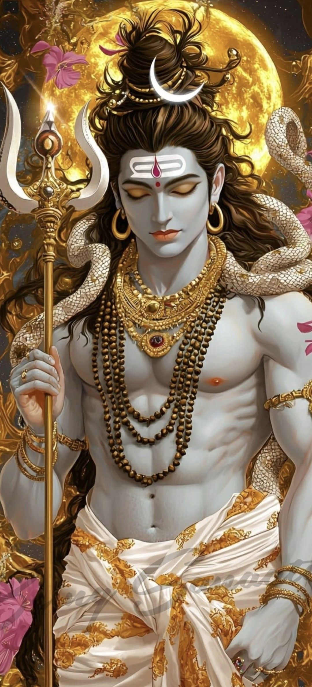 Lord Shiva with Trident and Serpent