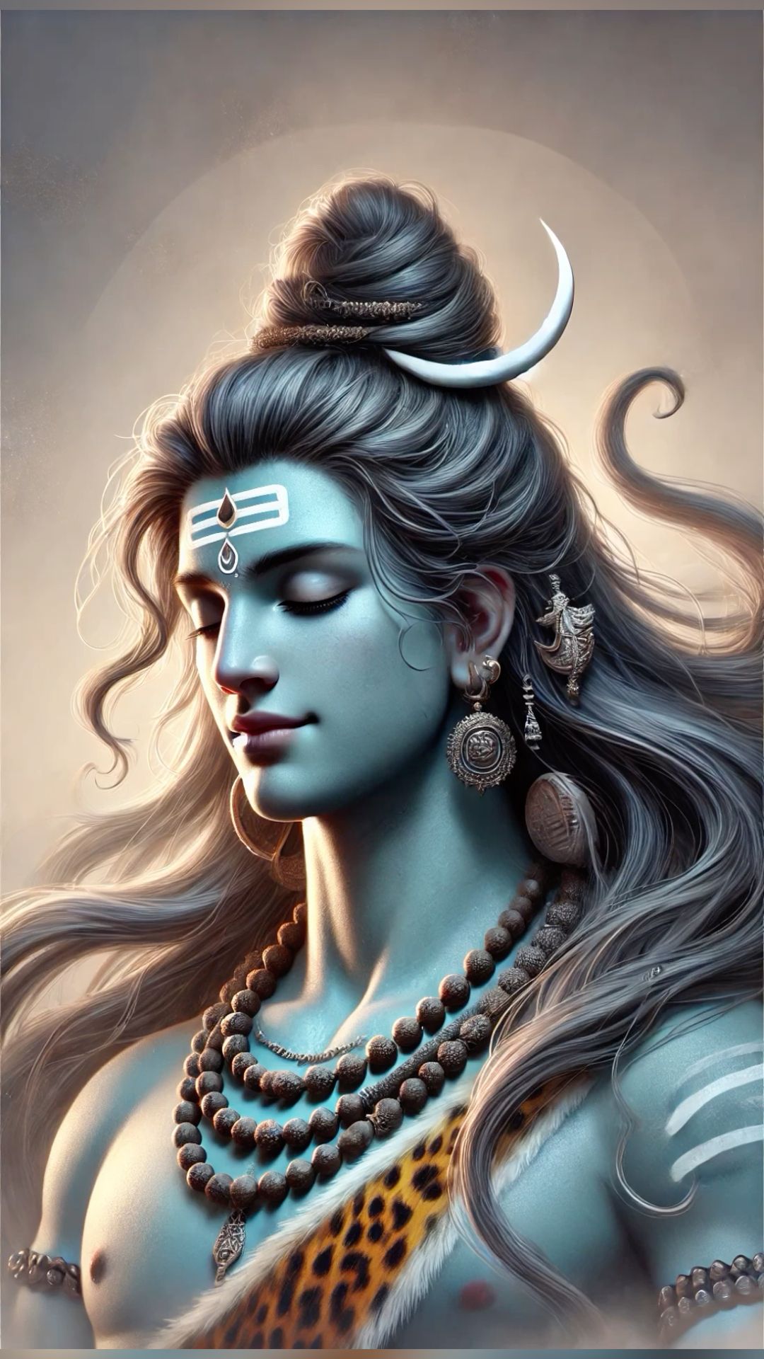 Lord Shiva peaceful portrait for phone