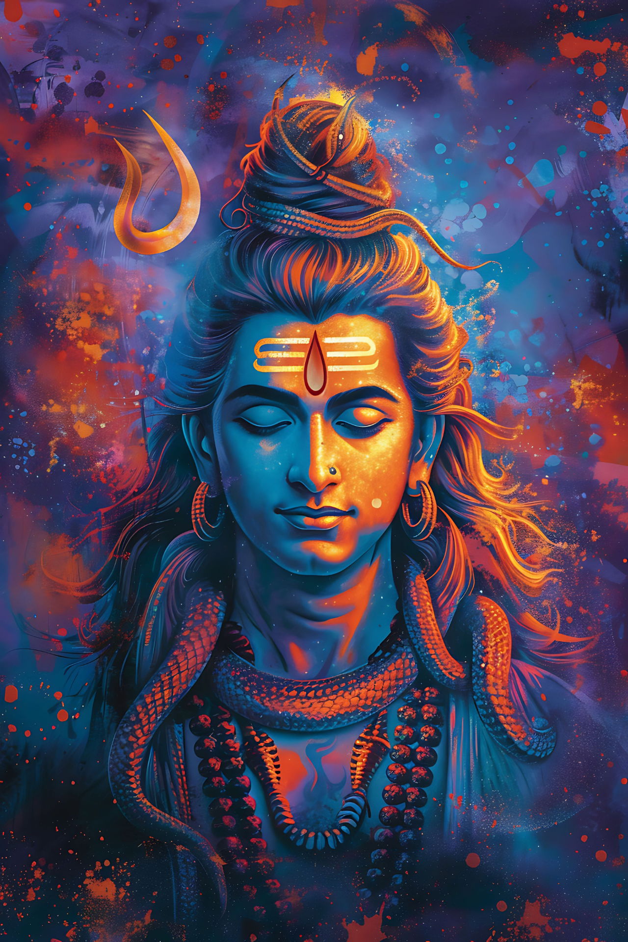 Vibrant portrait of Lord Shiva