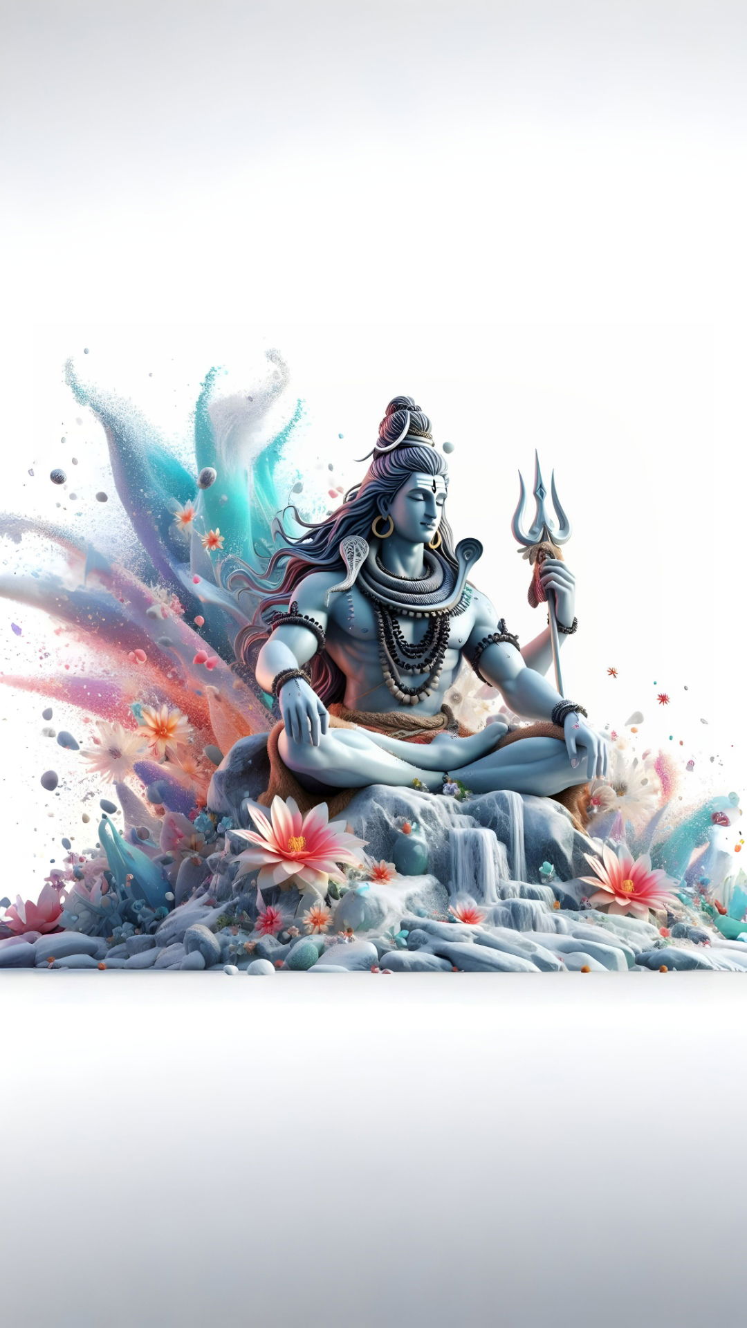 Meditating Shiva amidst cosmic bloom
