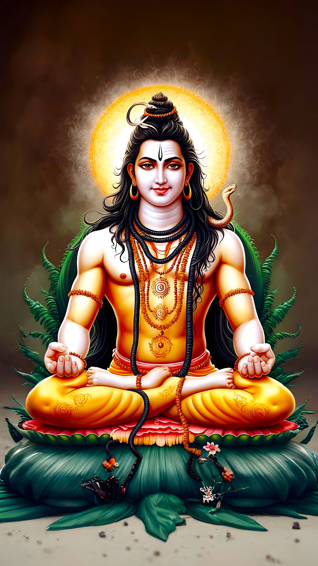 Meditating Shiva on lotus throne