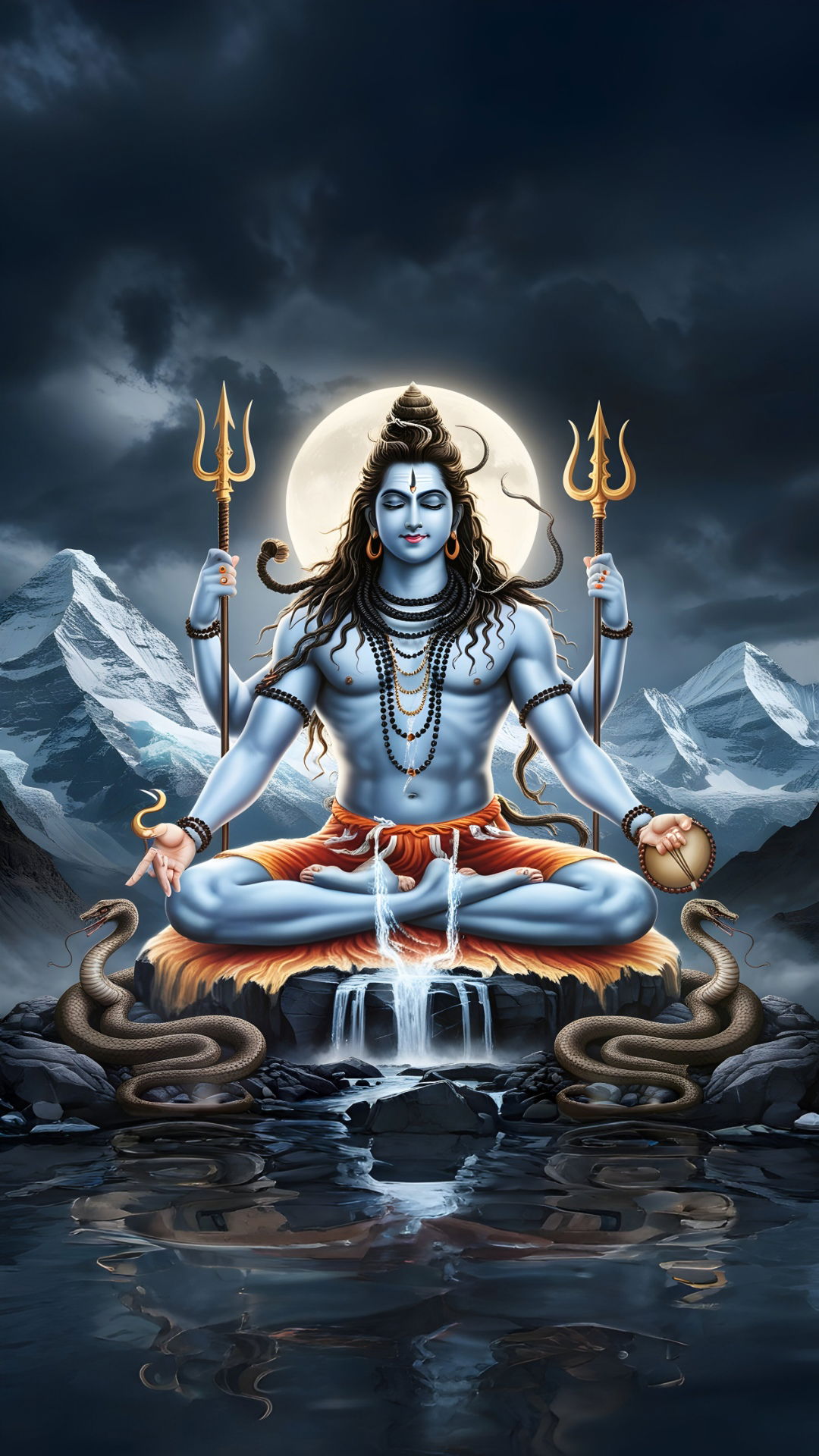 Meditating Shiva amidst Himalayan landscape