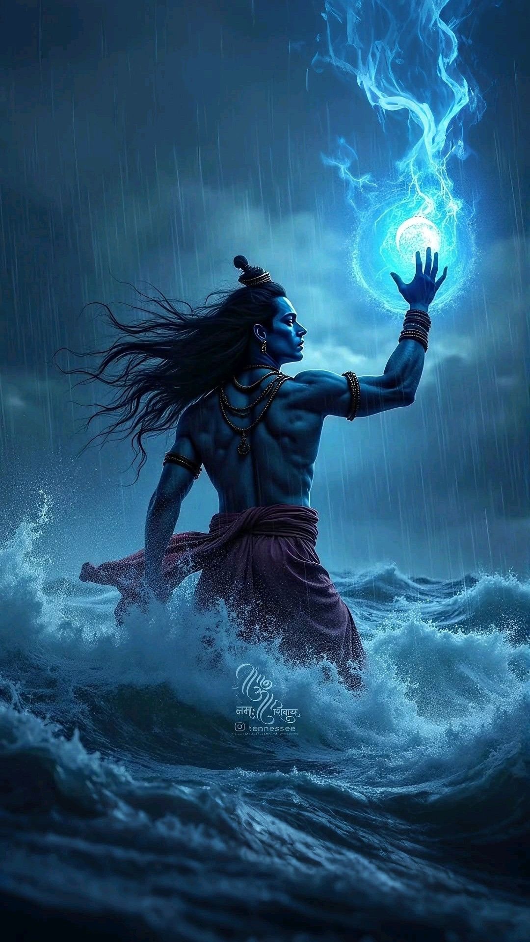 Powerful Shiva commanding the elements