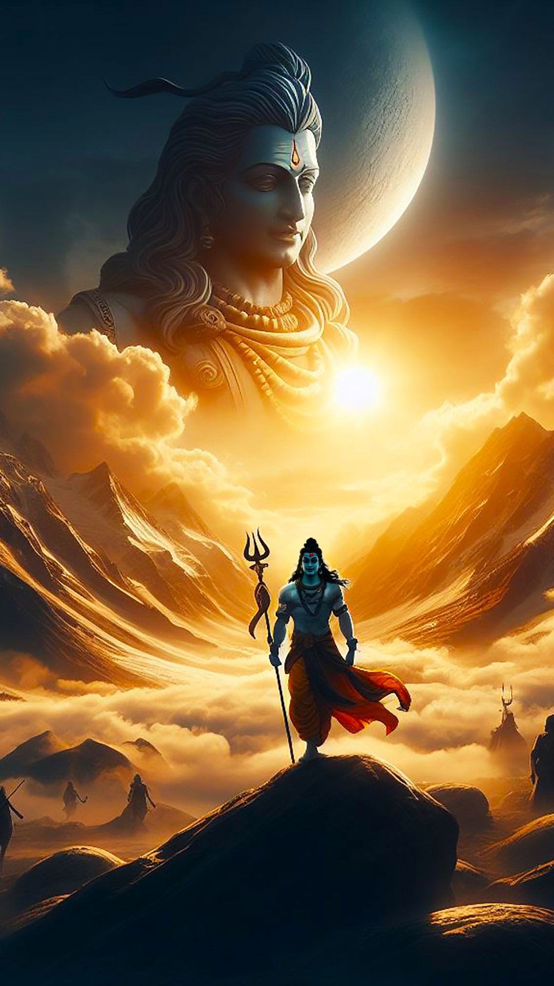 Lord Shiva amidst clouds and sunlight