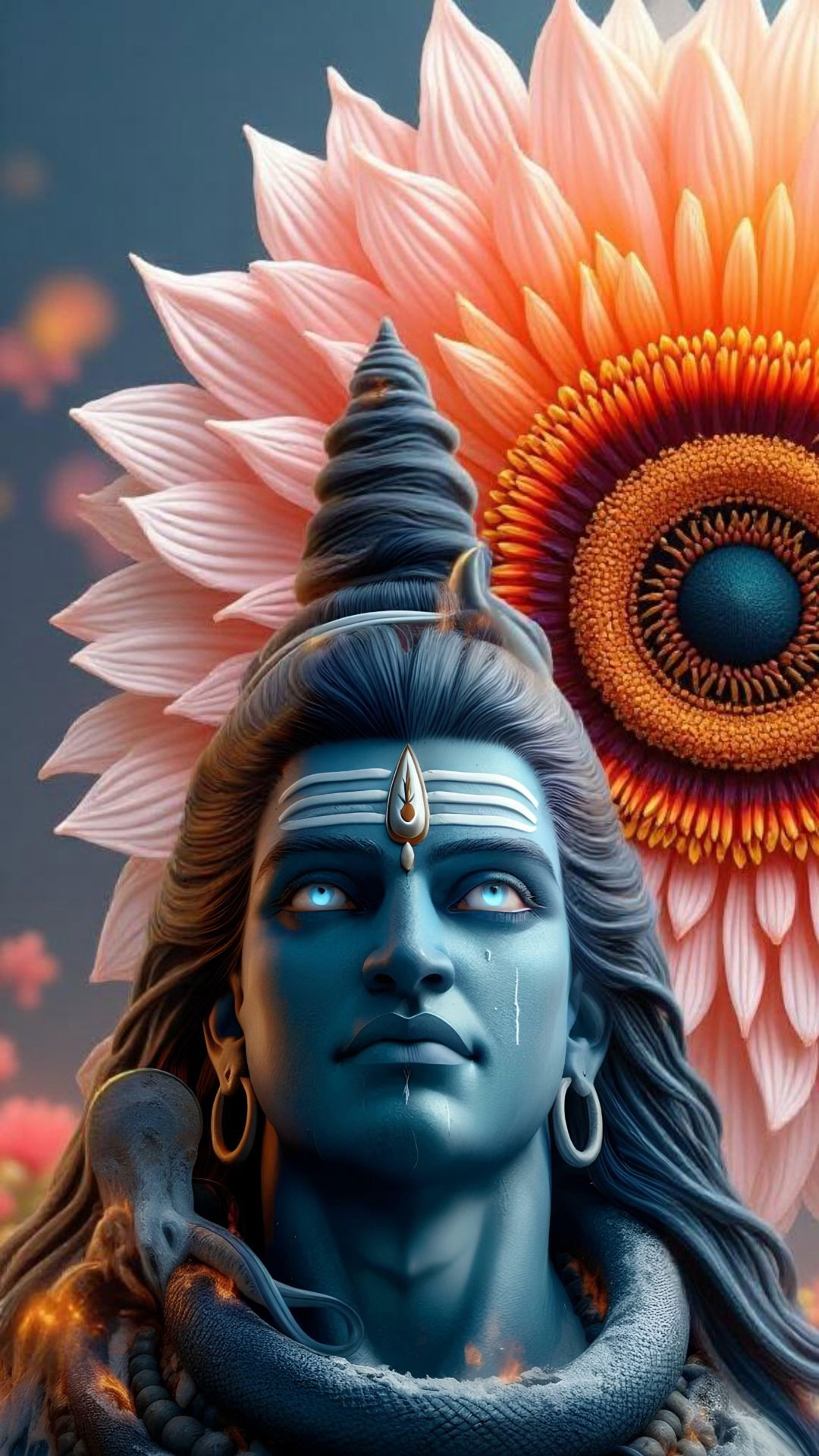 Lord Shiva framed by a lotus flower