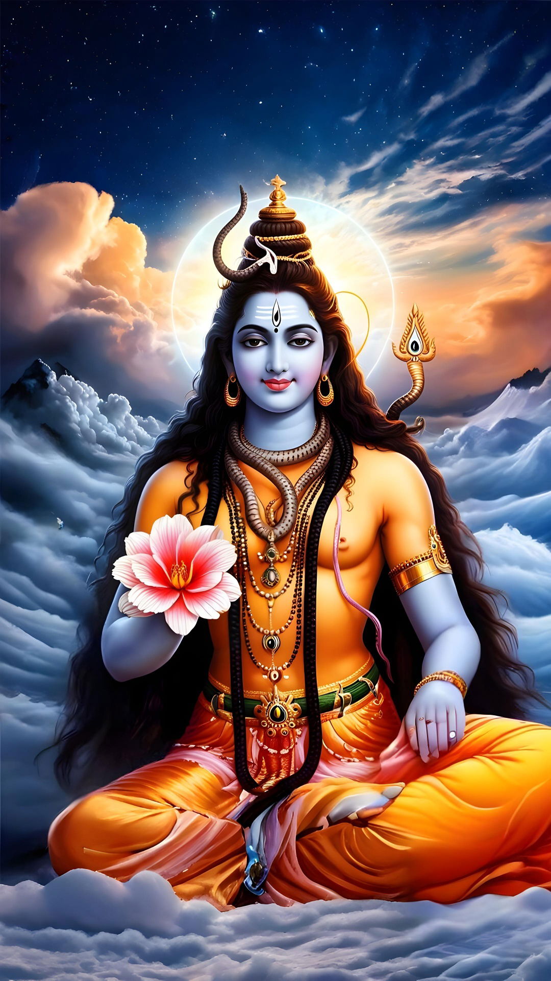 Lord Shiva amidst cosmic clouds
