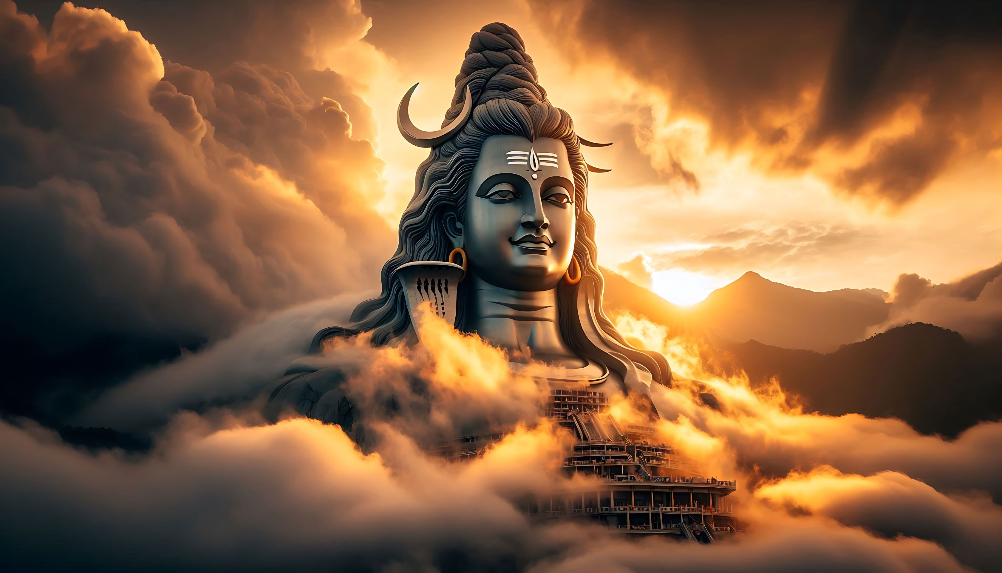 Shiva emerging from the mountains