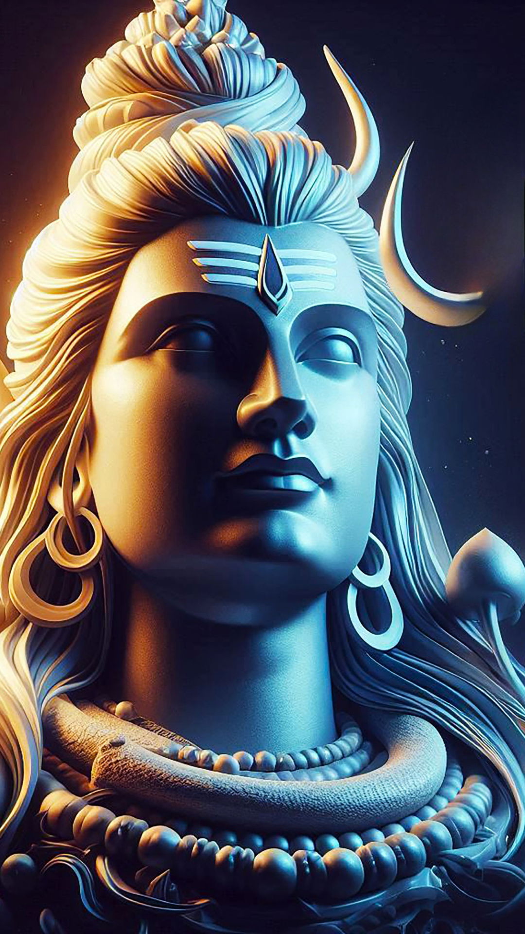 Meditating Shiva with crescent moon.
