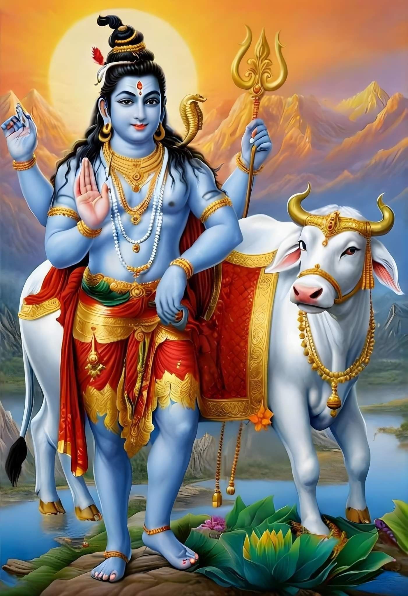 Lord Shiva with Nandi bull, divine image.