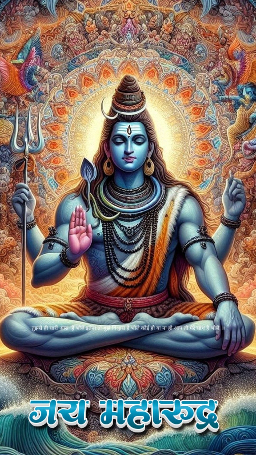 Meditating Shiva with Trishul and Damru
