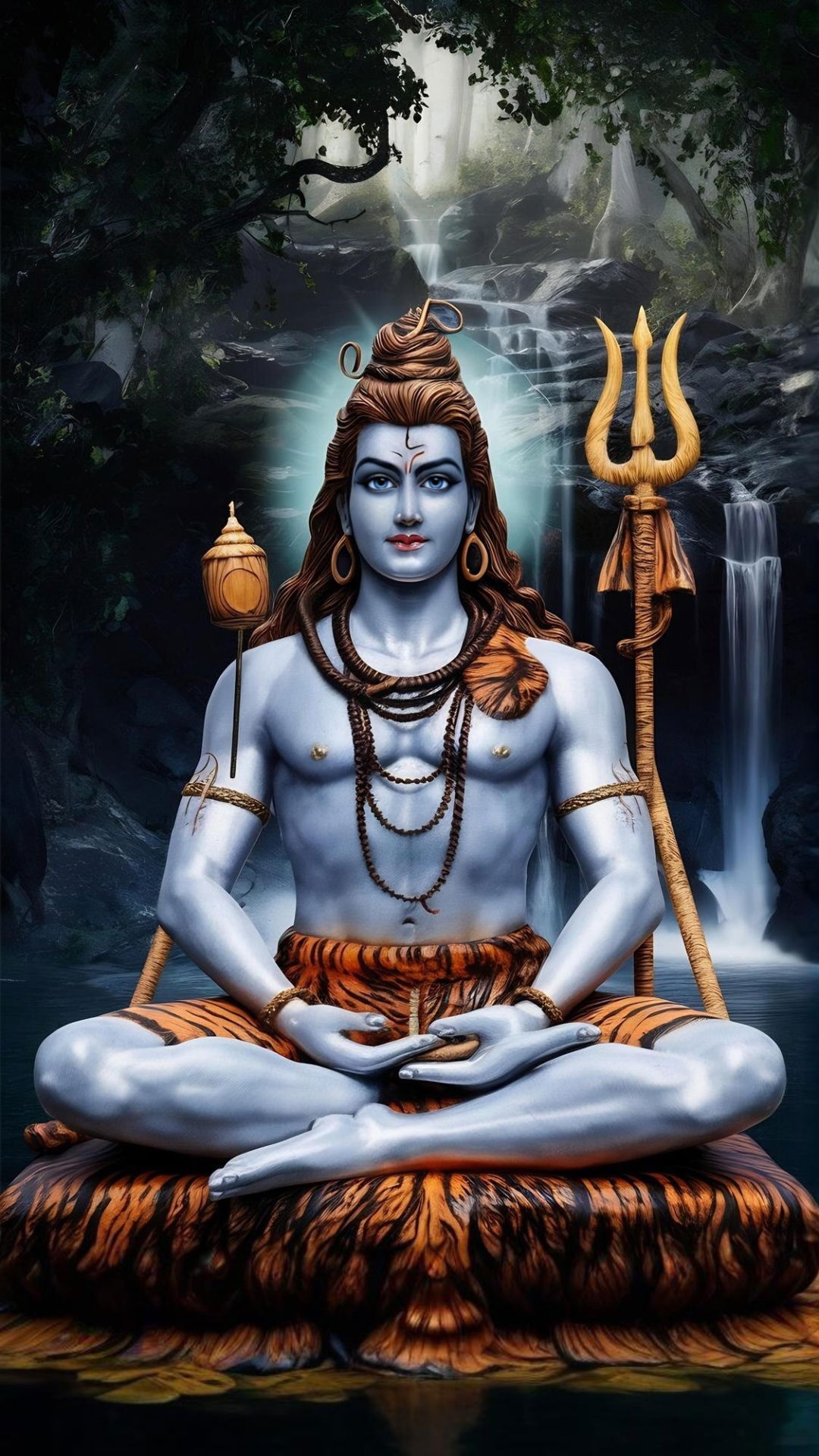 Meditating shiva in serene forest