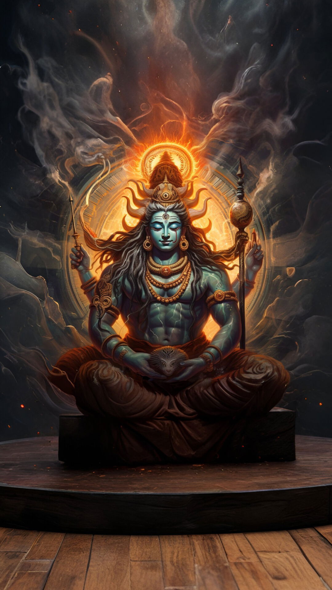 Meditating Shiva with Trishul and Serpent