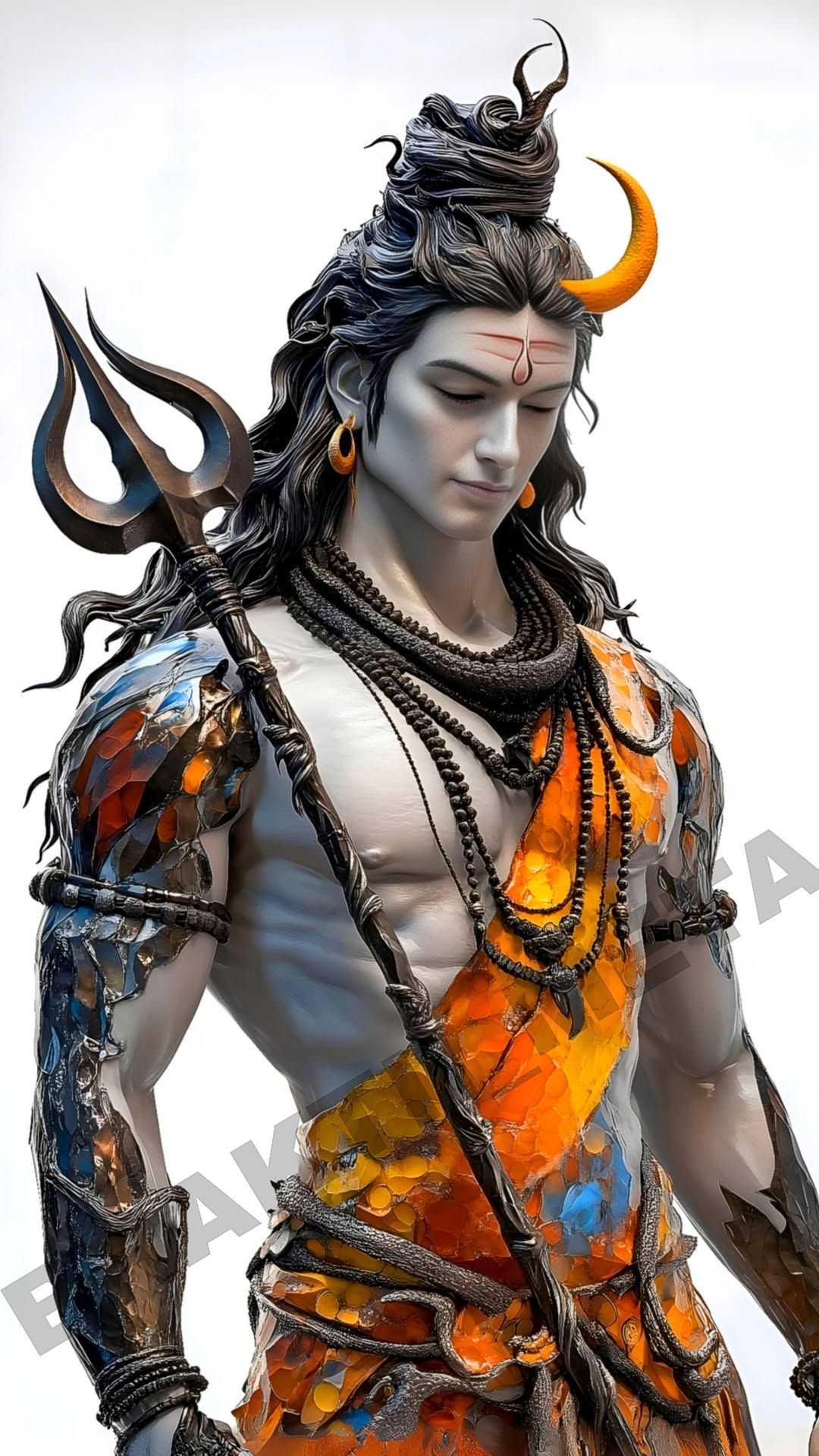 Lord Shiva with Trident, divine portrait.