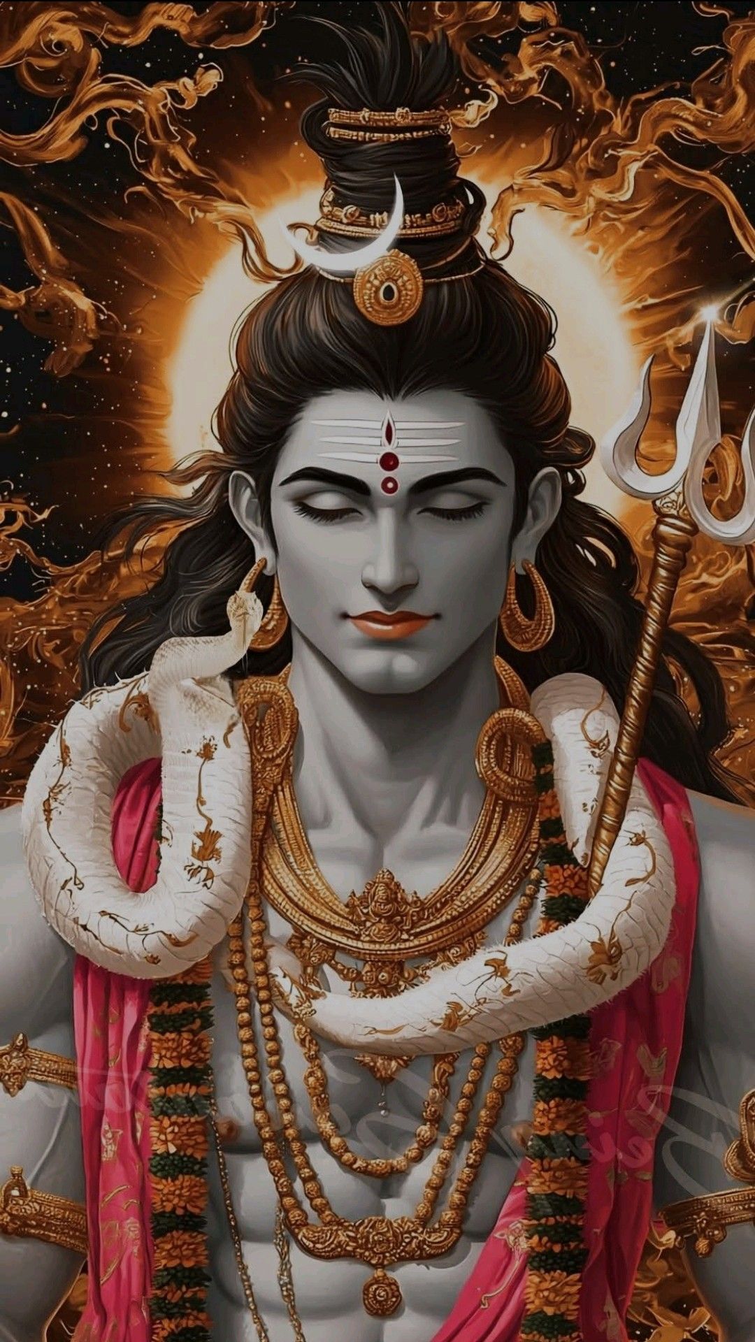 Serene Shiva portrait with Trishul.