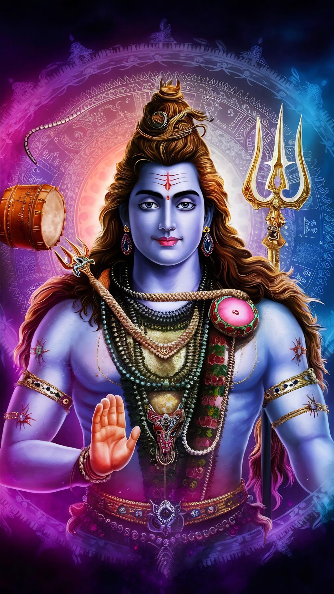 Lord Shiva with Trishul and Damru