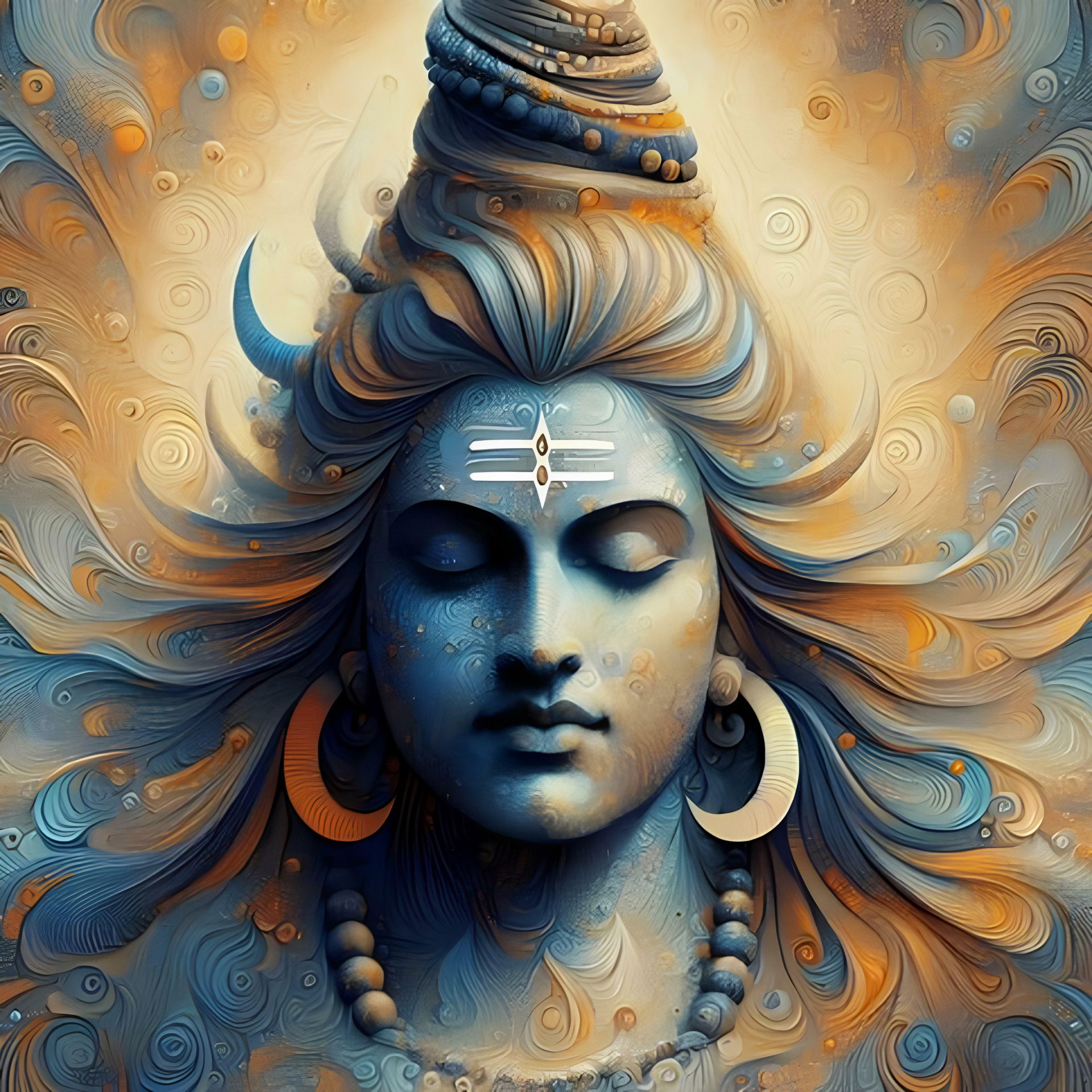 Meditating Shiva digital art portrait