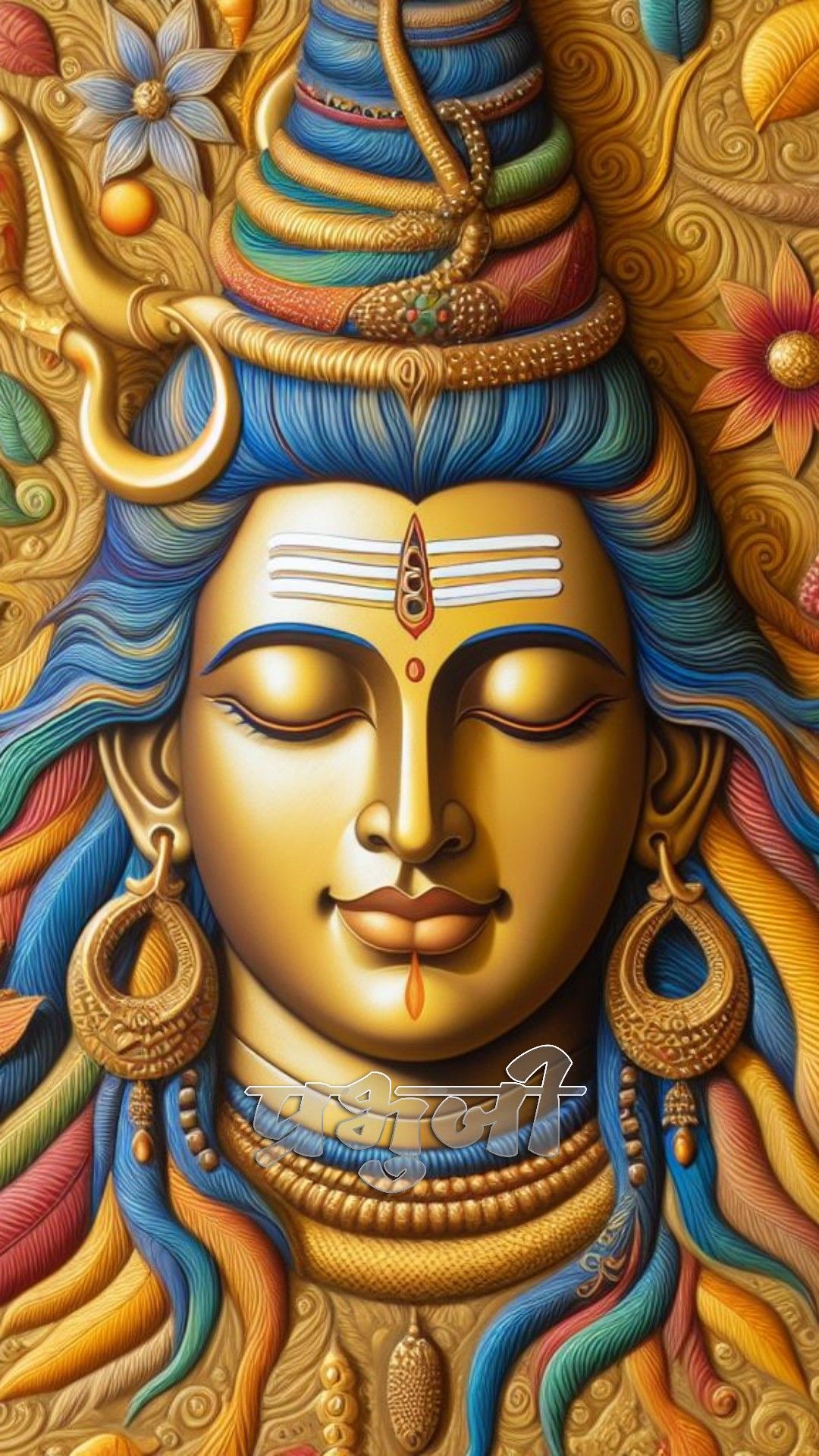 Divine face of Lord Shiva in portrait.