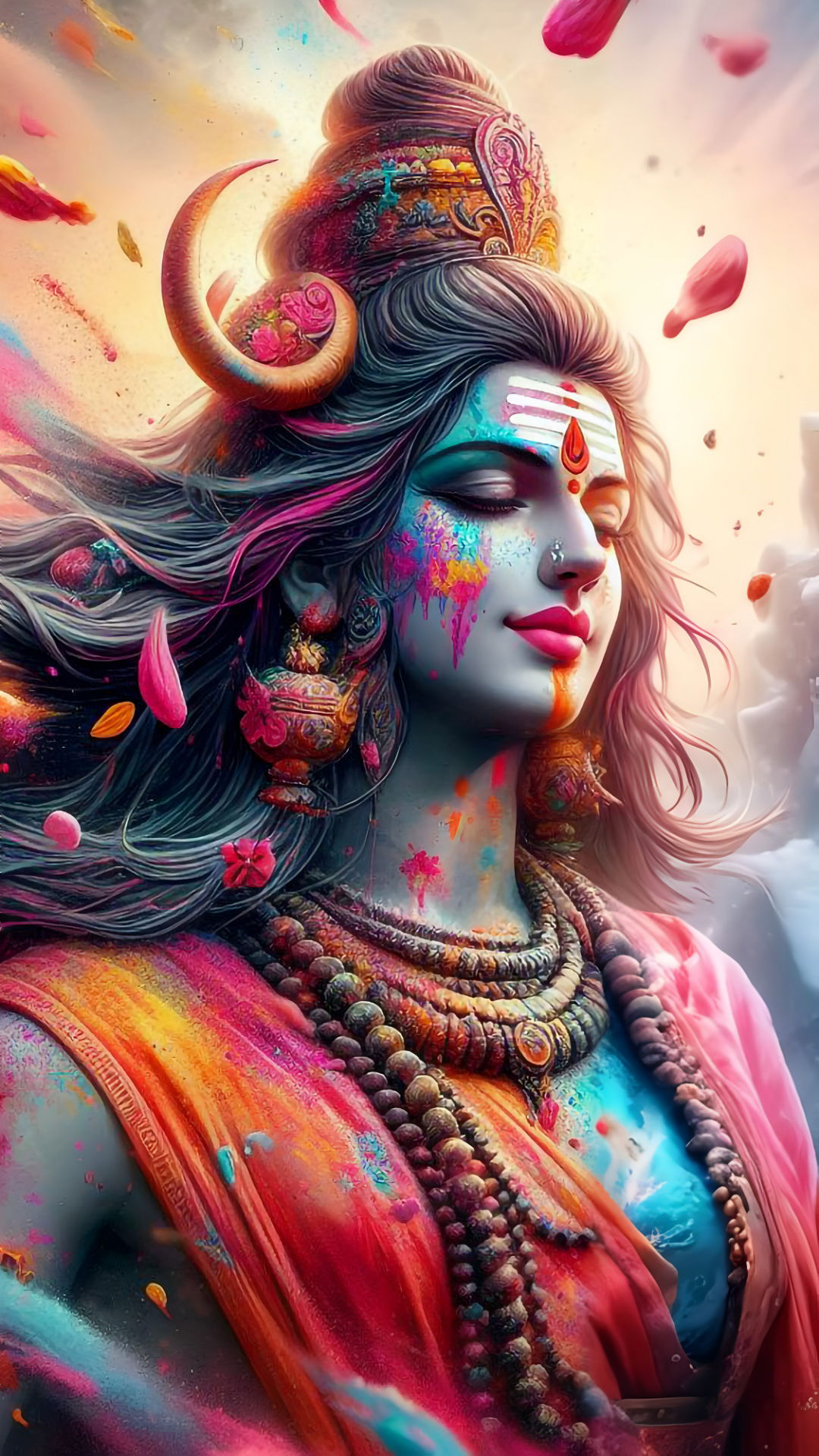 Colorful Mahadev portrait with serene expression