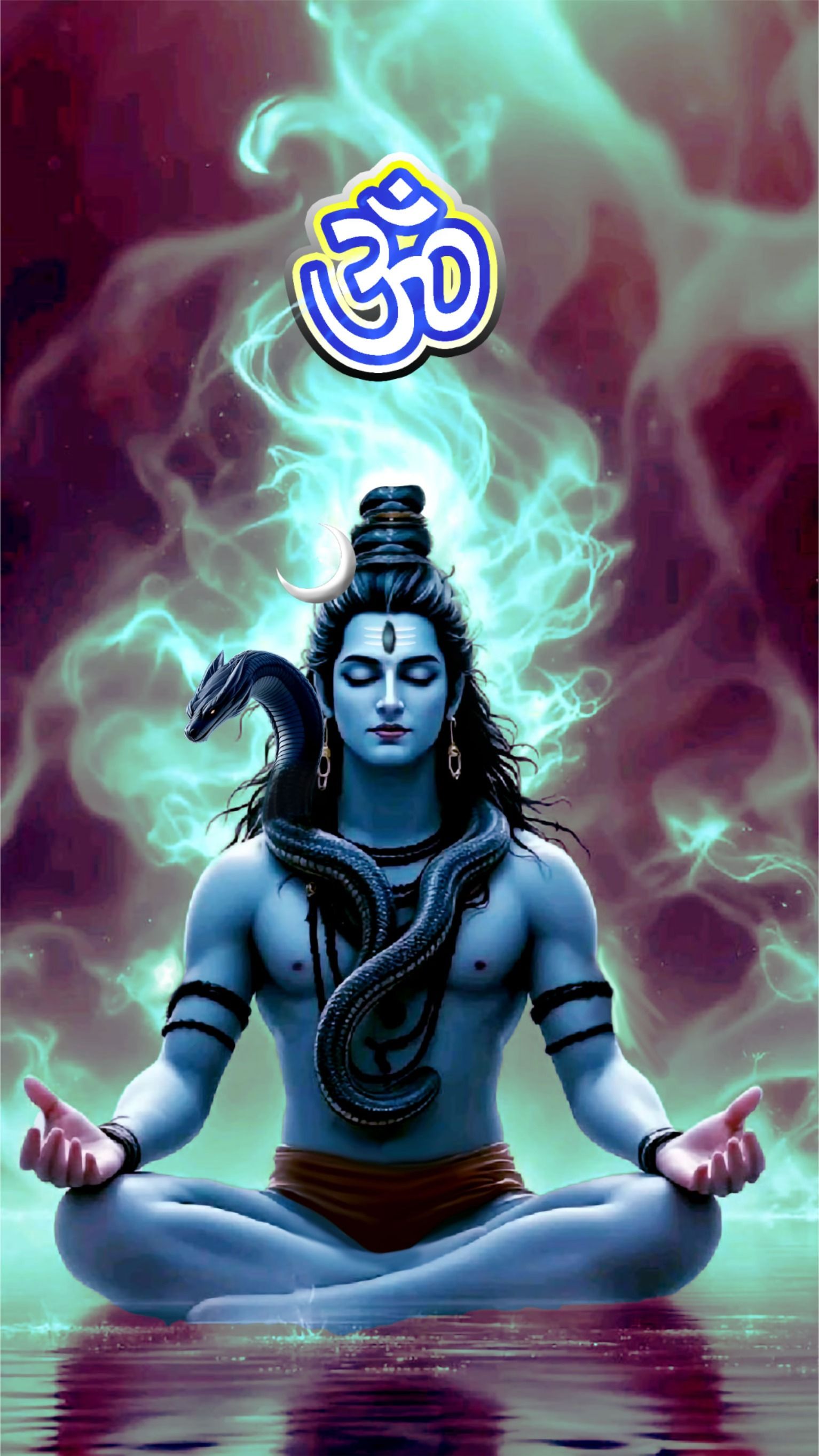 Meditating Shiva amidst cosmic energies