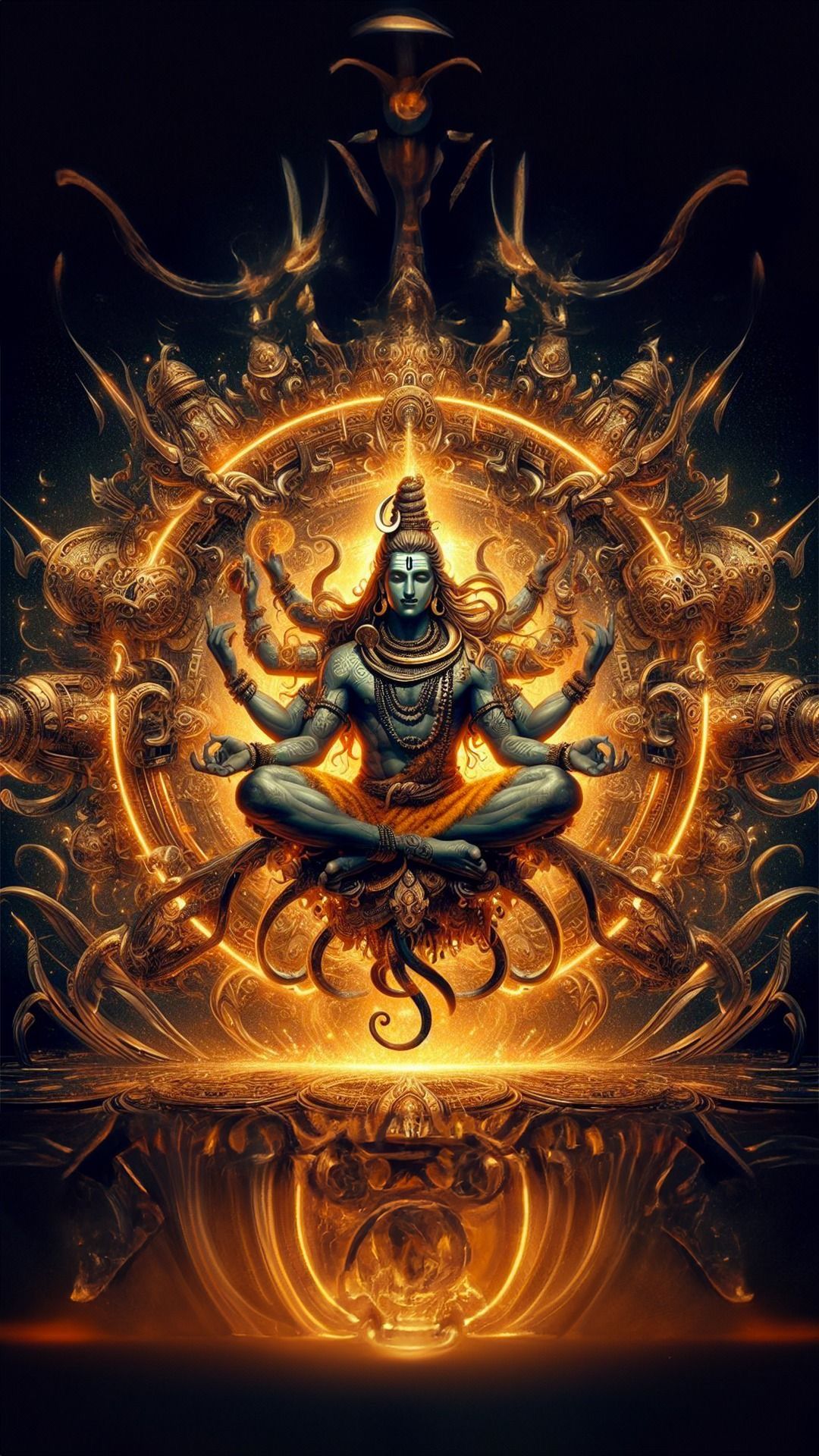 Meditating Shiva amidst golden aura
